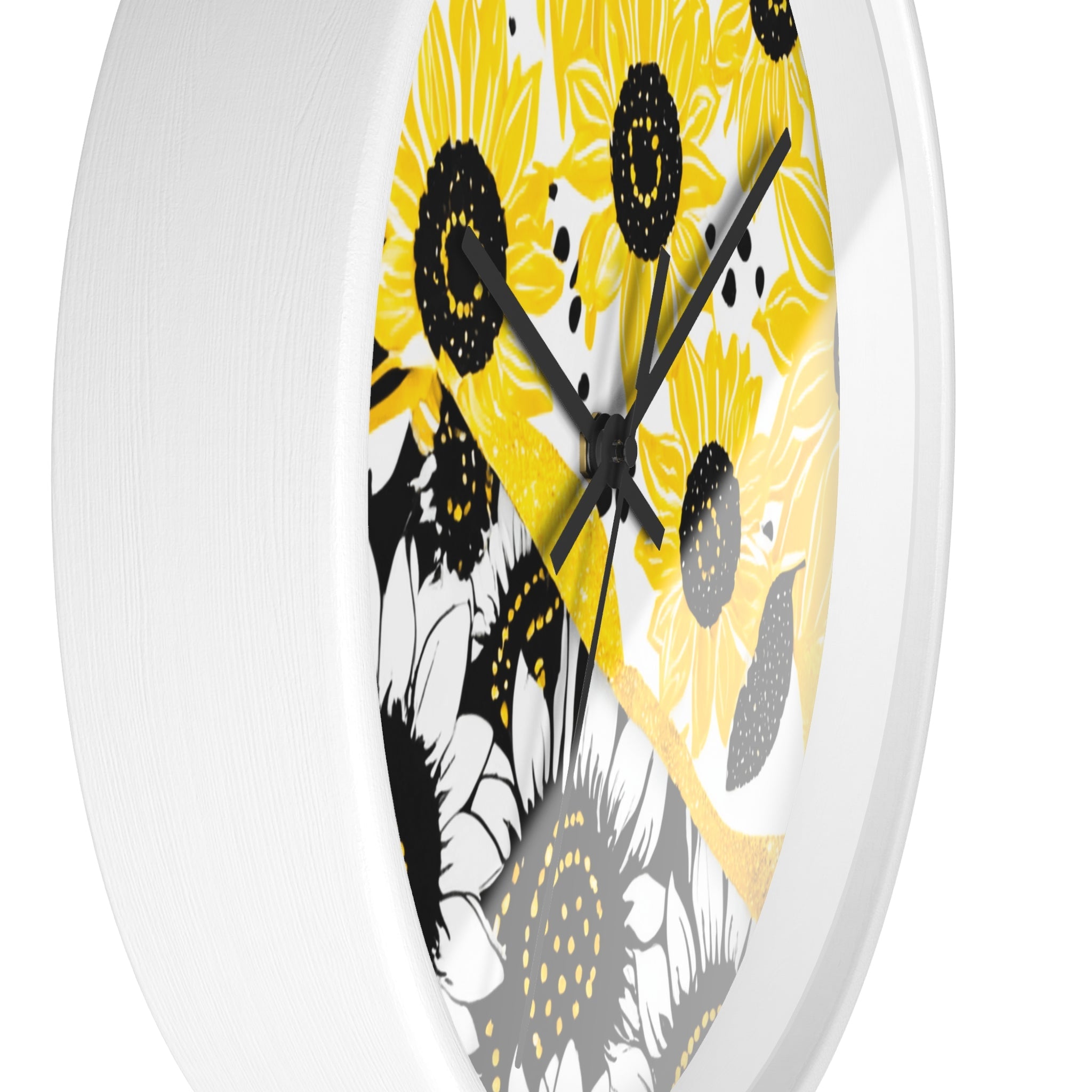 Yellow and Black Split Sunflower Wall Clock, Artsulli - Art is Long, Life is Short, Home Decor, , , , , , , 