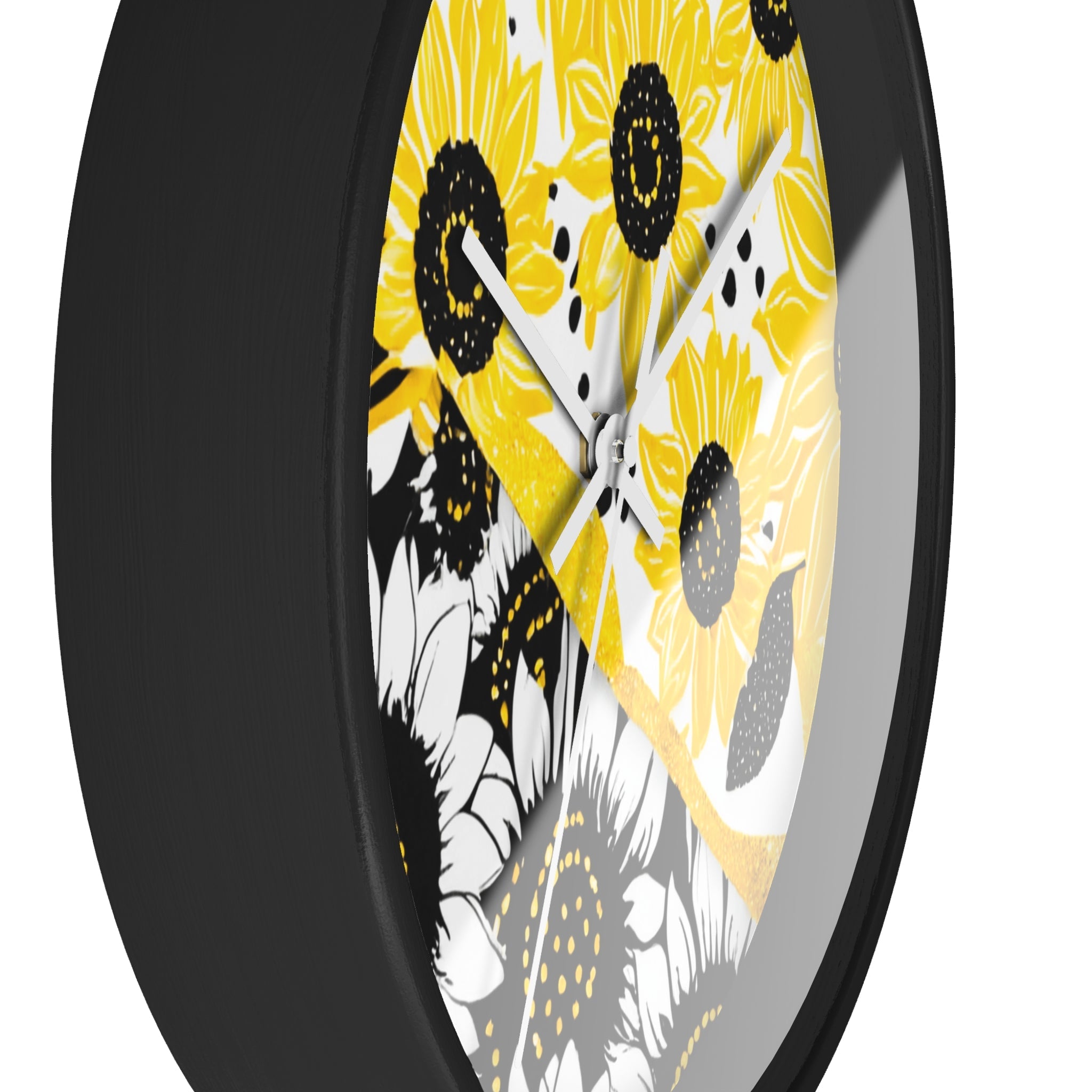 Yellow and Black Split Sunflower Wall Clock, Artsulli - Art is Long, Life is Short, Home Decor, , , , , , , 