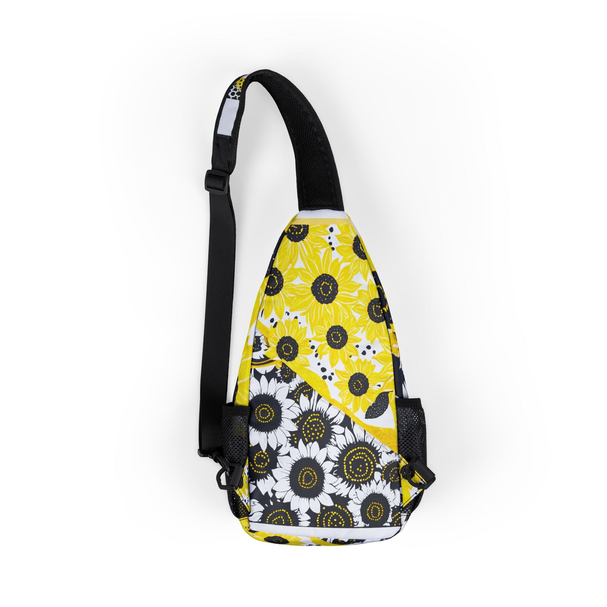 Yellow and Black Sunflower Print Chest Bag, Artsulli - Art is Long, Life is Short, Bags, , , , , , , 