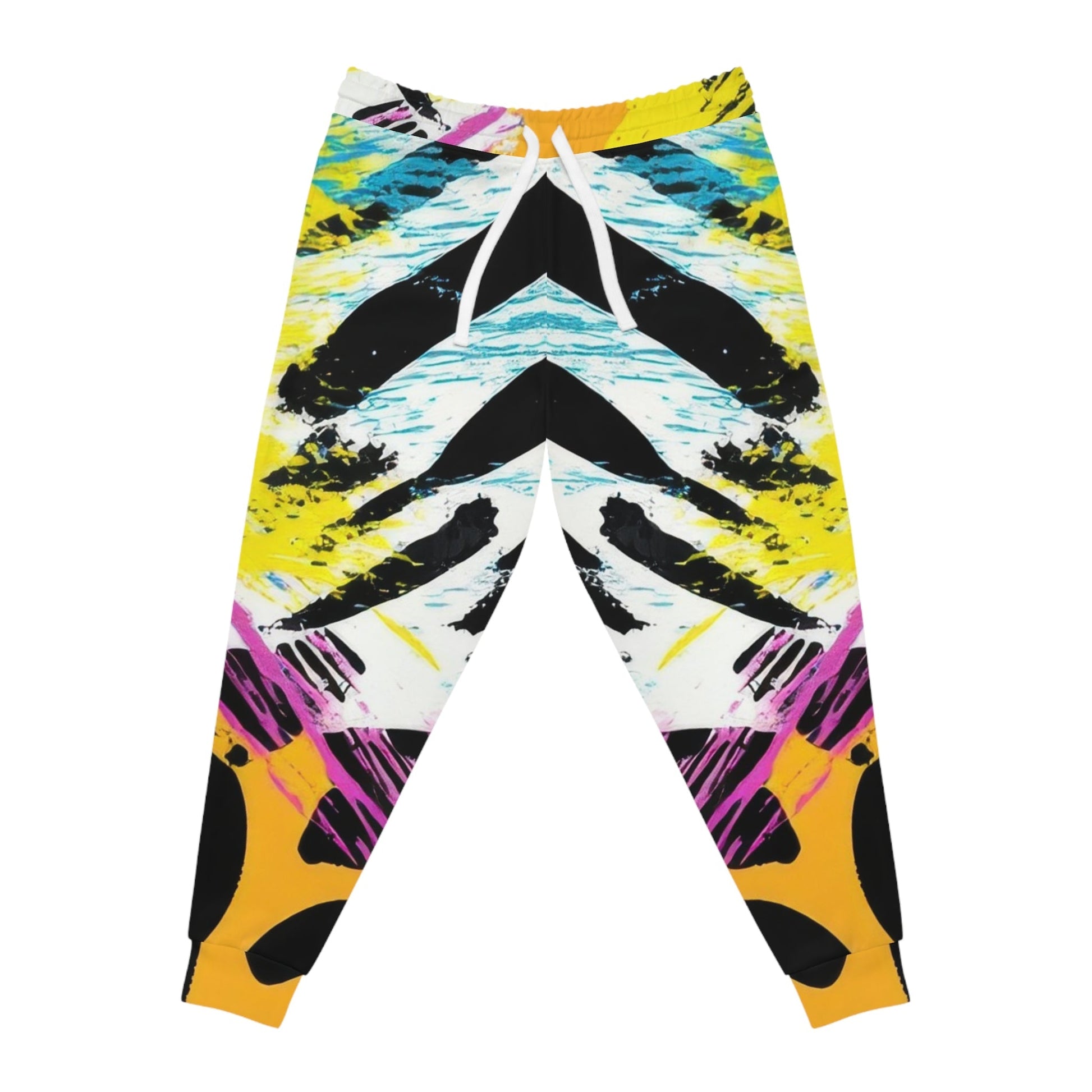 Yellow and Blue Abstract Splatter Joggers, Artsulli - Art is Long, Life is Short, All Over Prints, Size, S, Color, Seam thread color automatically matched to design, , , 87104416523013397384