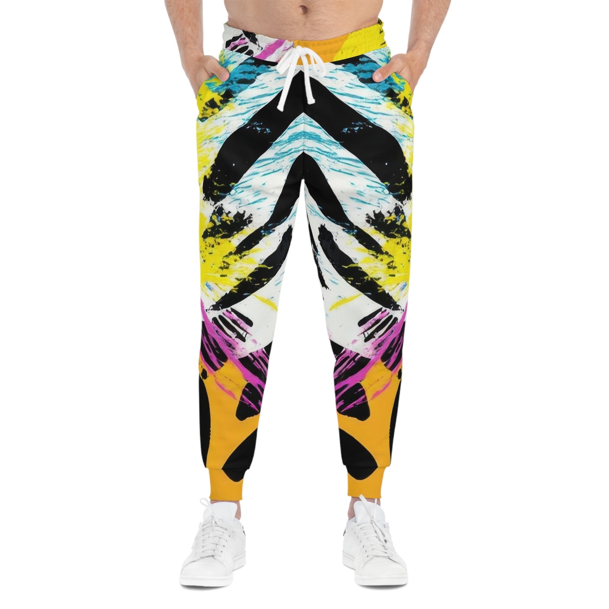 Yellow and Blue Abstract Splatter Joggers, Artsulli - Art is Long, Life is Short, All Over Prints, , , , , , , 