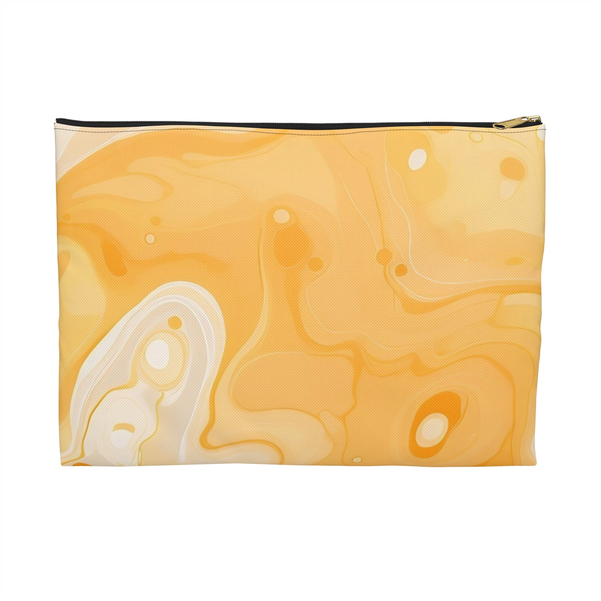 Printify Yellow and White Abstract Marble Pouch 2025