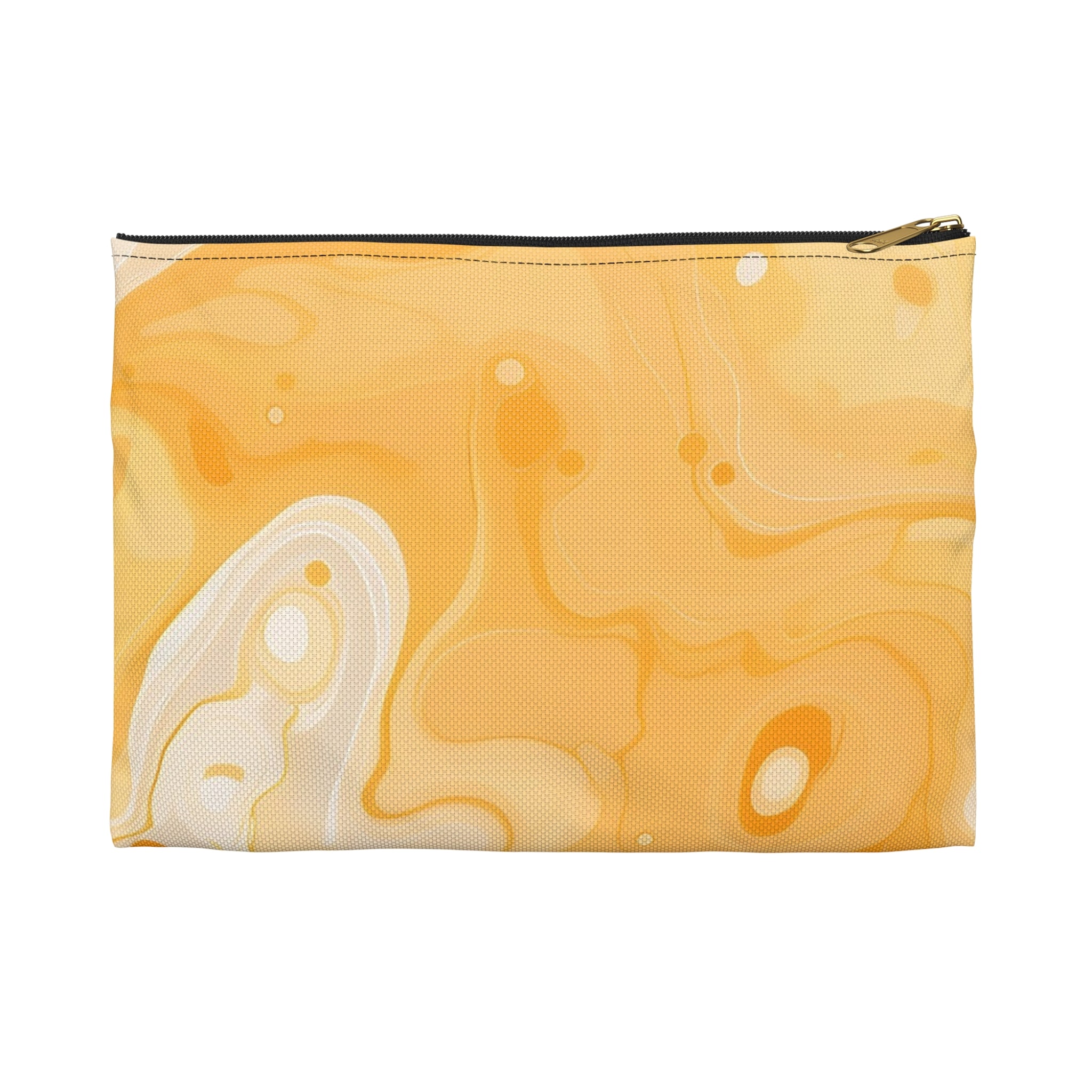 Printify Yellow and White Abstract Marble Pouch 2025