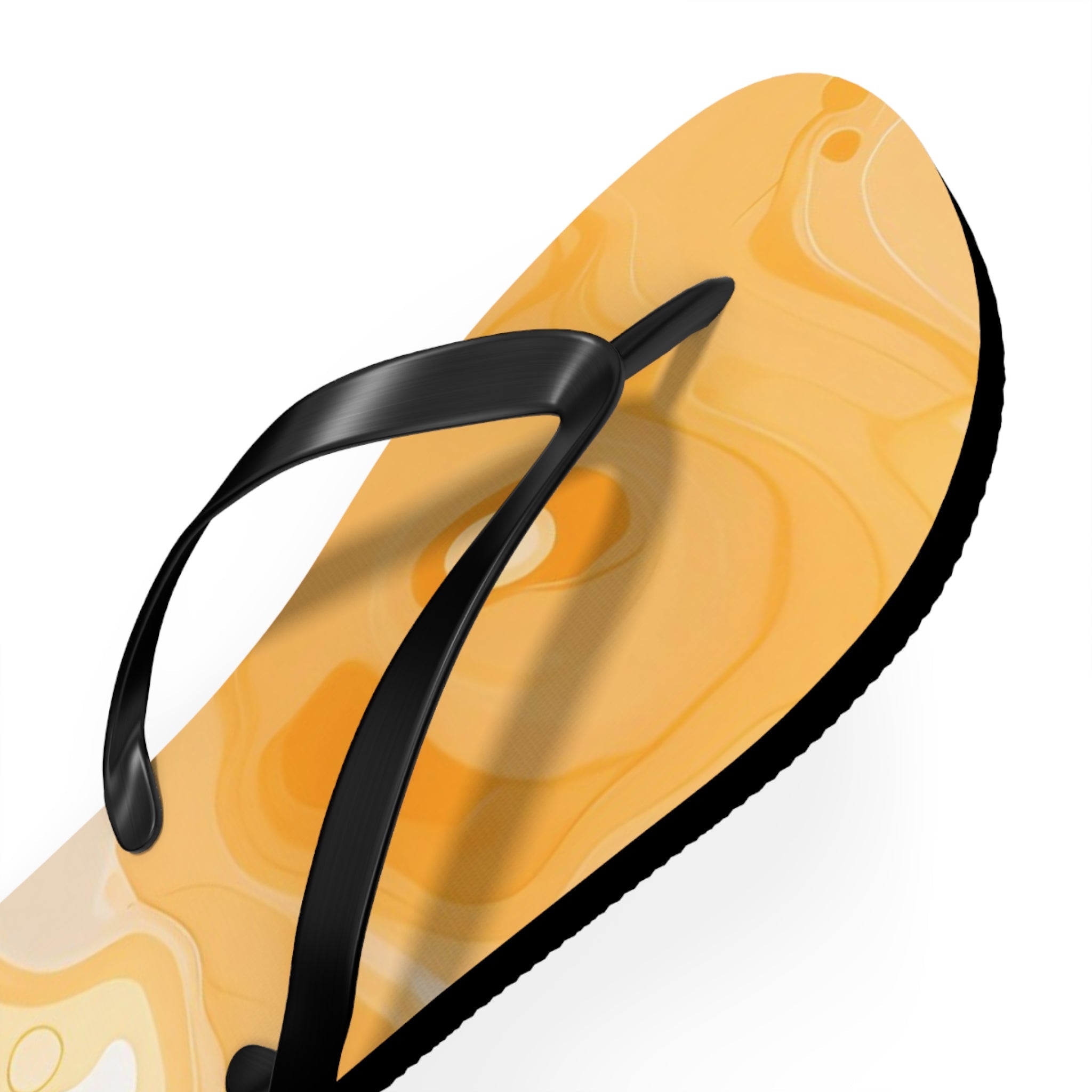 Yellow and White Abstract Swirl Flip Flops, Artsulli - Art is Long, Life is Short, Shoes, , , , , , , 