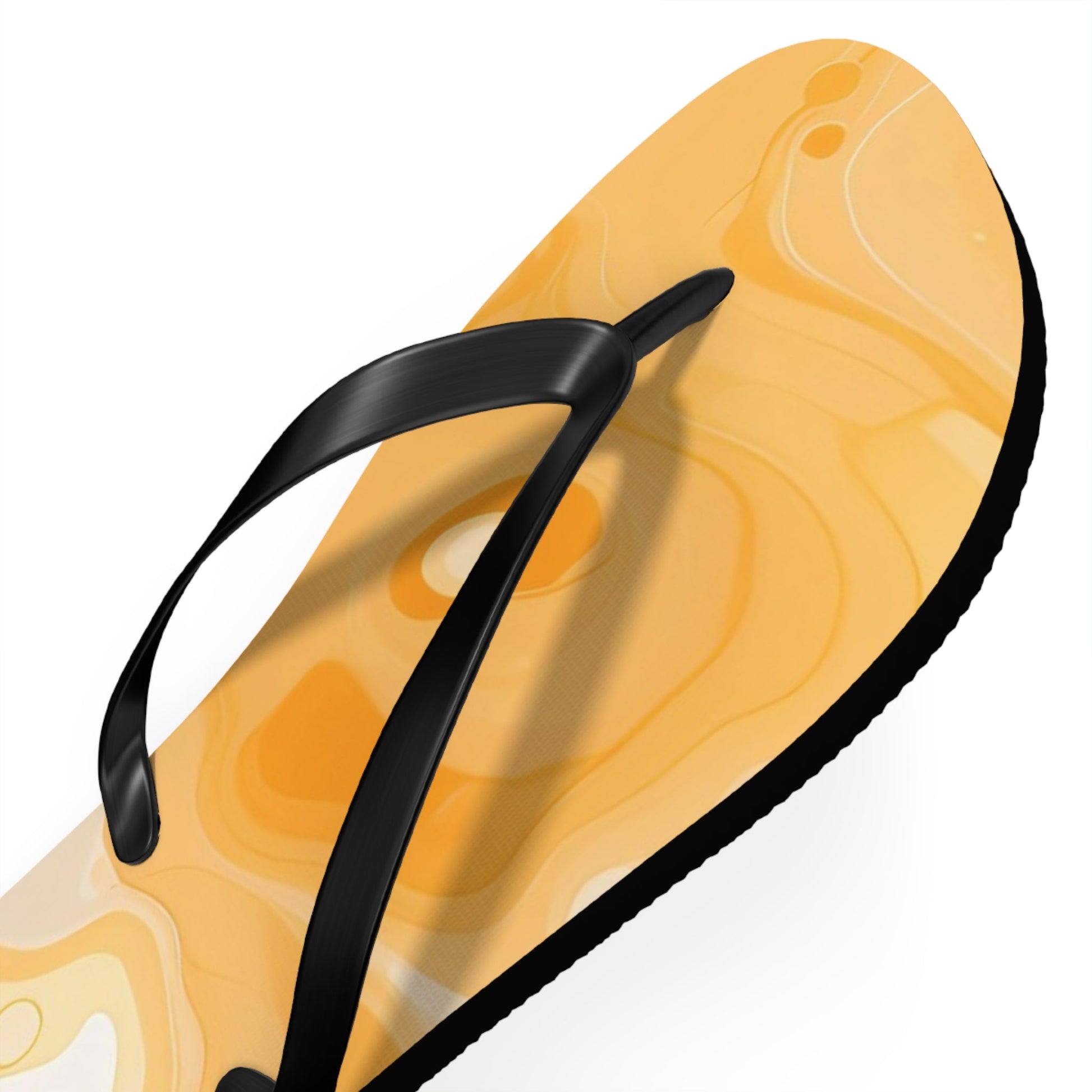 Yellow and White Abstract Swirl Flip Flops, Artsulli - Art is Long, Life is Short, Shoes, , , , , , , 