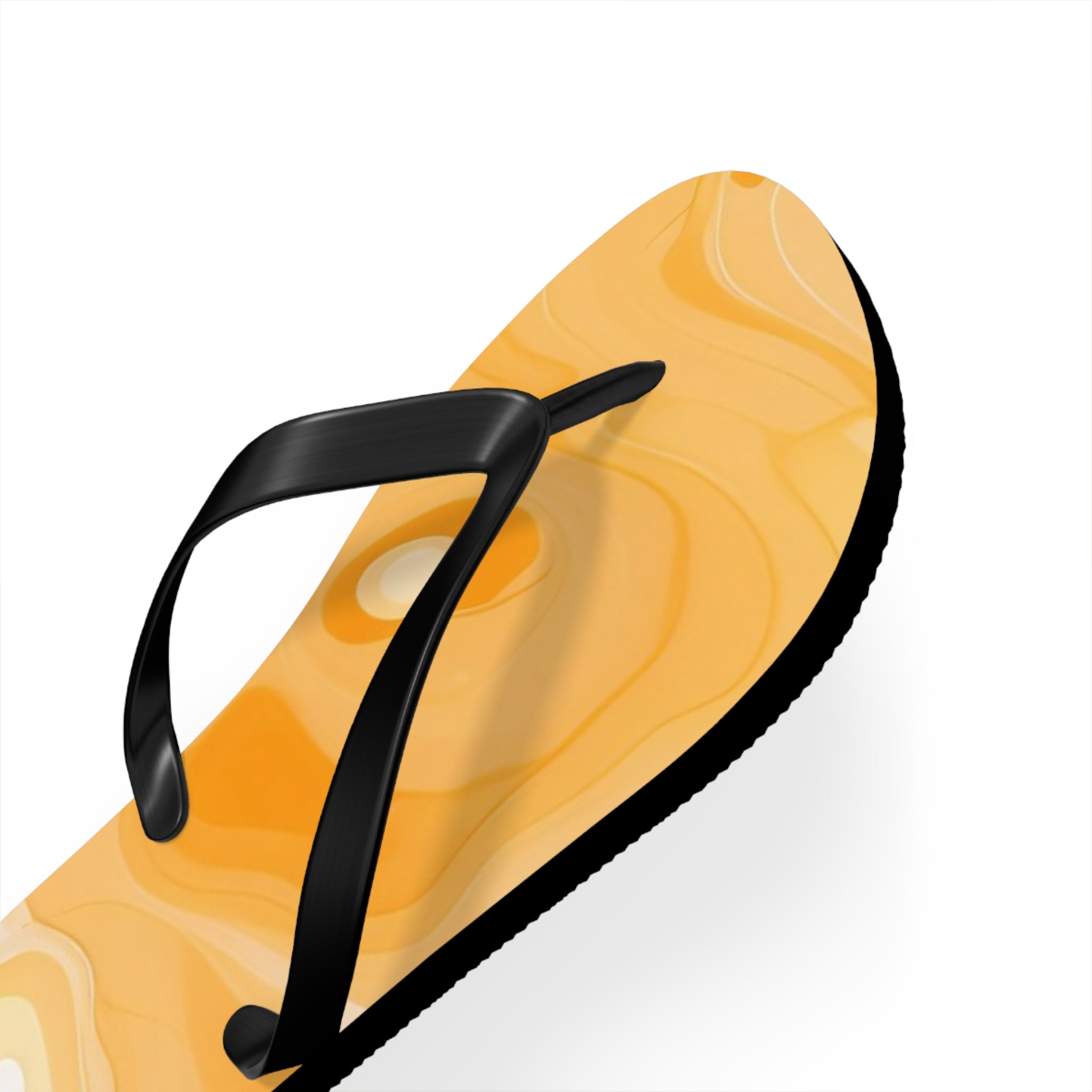 Yellow and White Abstract Swirl Flip Flops, Artsulli - Art is Long, Life is Short, Shoes, , , , , , , 