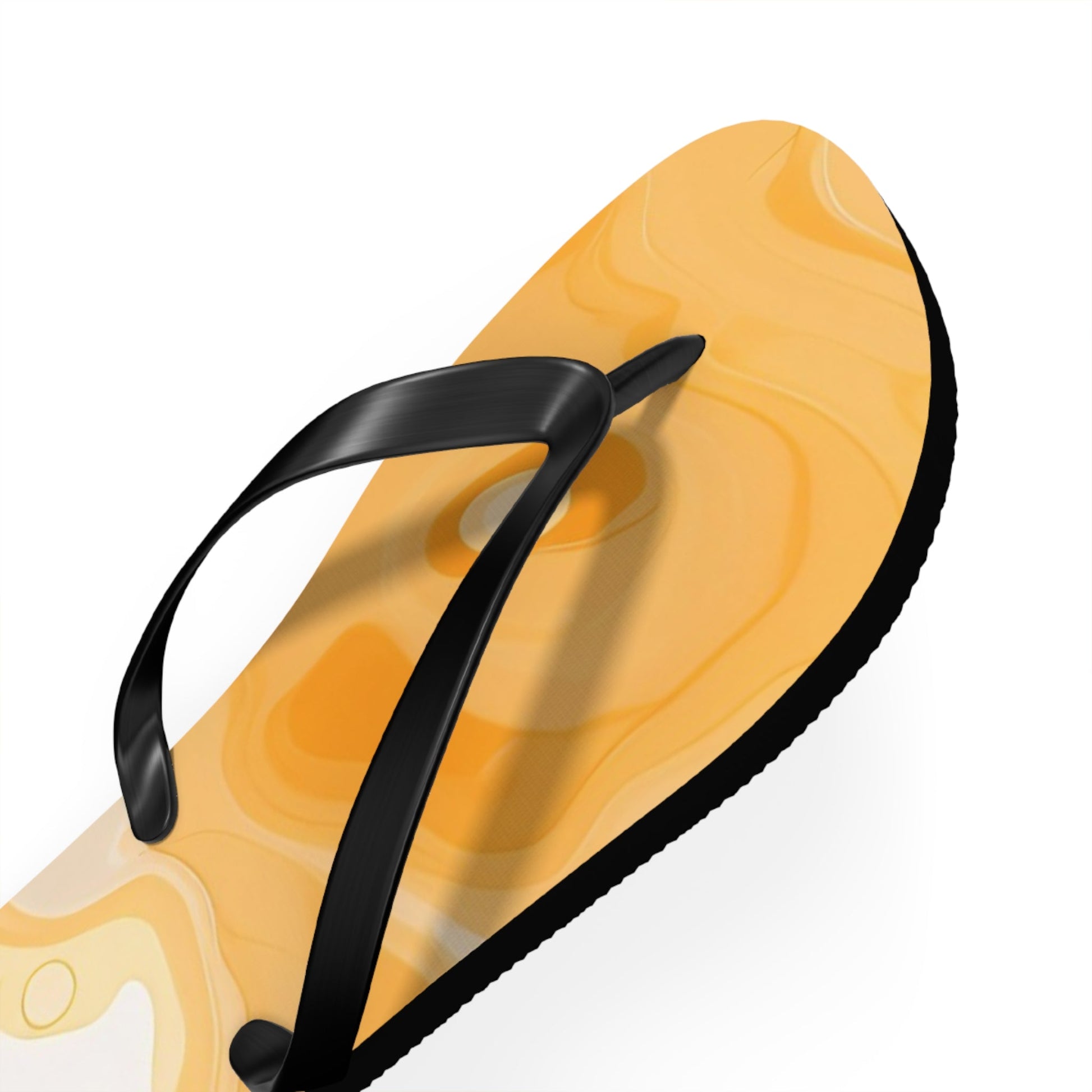Yellow and White Abstract Swirl Flip Flops, Artsulli - Art is Long, Life is Short, Shoes, , , , , , , 
