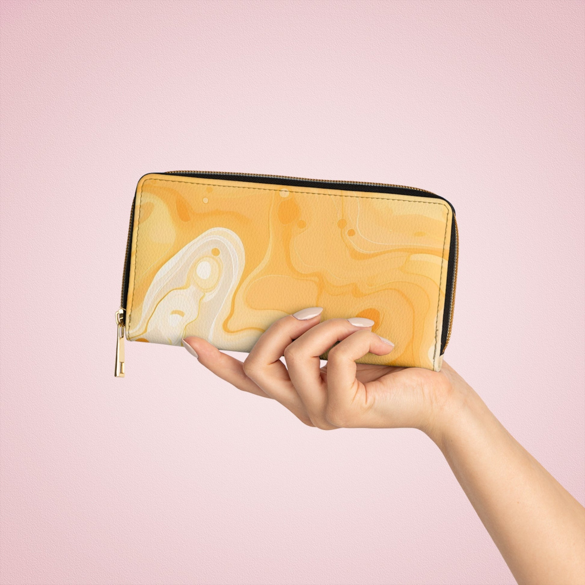 Yellow and White Marbled Zip Around Wallet, Artsulli - Art is Long, Life is Short, Accessories, , , , , , , 