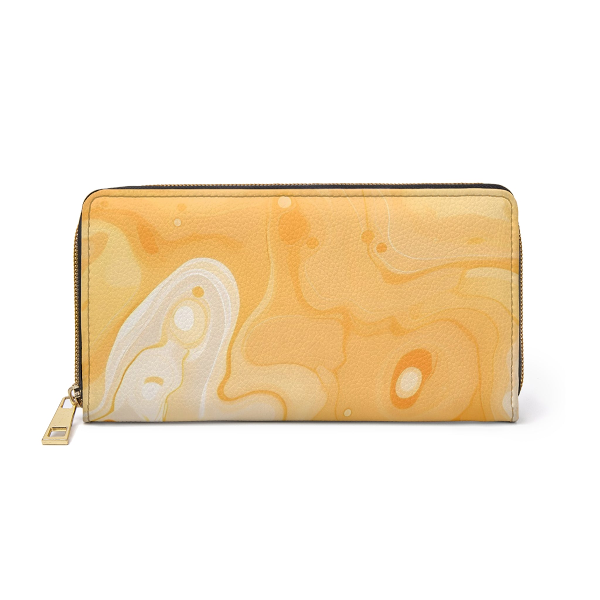 Yellow and White Marbled Zip Around Wallet, Artsulli - Art is Long, Life is Short, Accessories, Size, One size, Color, White, , , 13105169220382316415