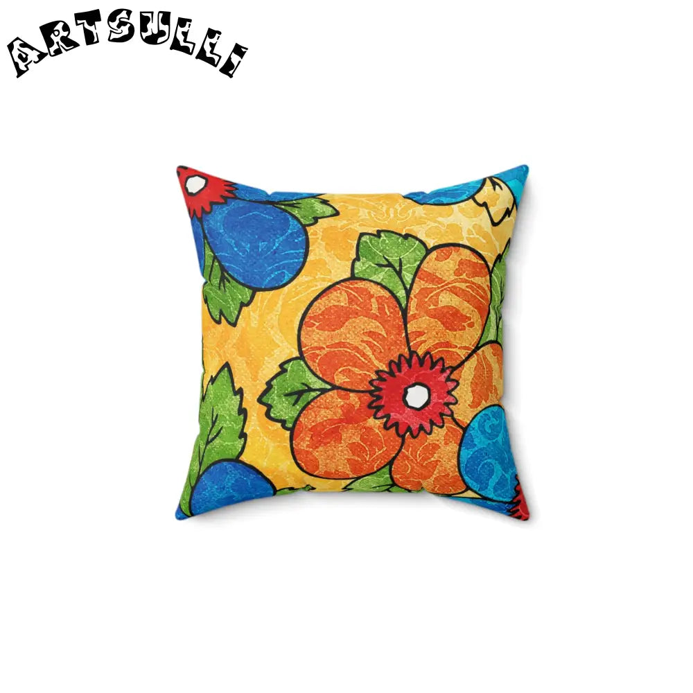 Yellow Floral Room Accents Throw Pillow, Artsulli - Art is Long, Life is Short, Home Decor, Size, 14" × 14", , , , , 14895856272542151580