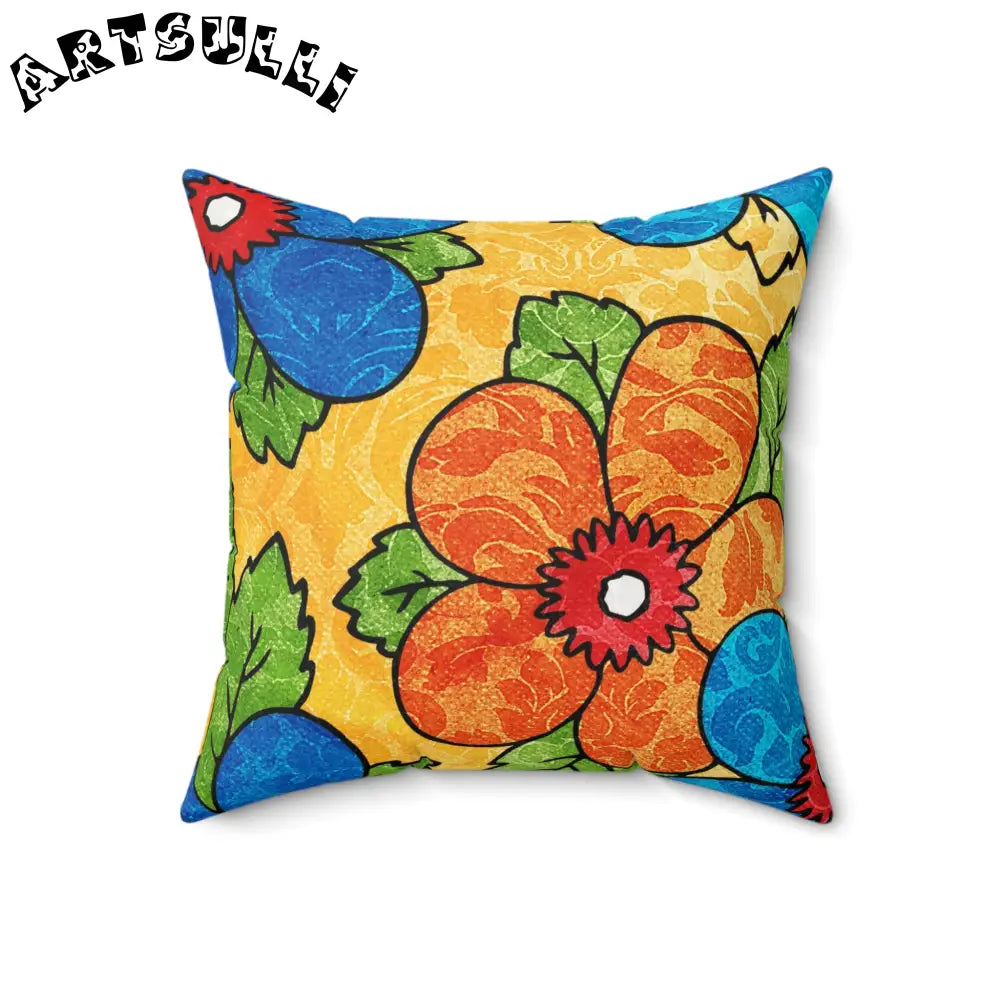 Yellow Floral Room Accents Throw Pillow, Artsulli - Art is Long, Life is Short, Home Decor, Size, 18" × 18", , , , , 82541909622920770146