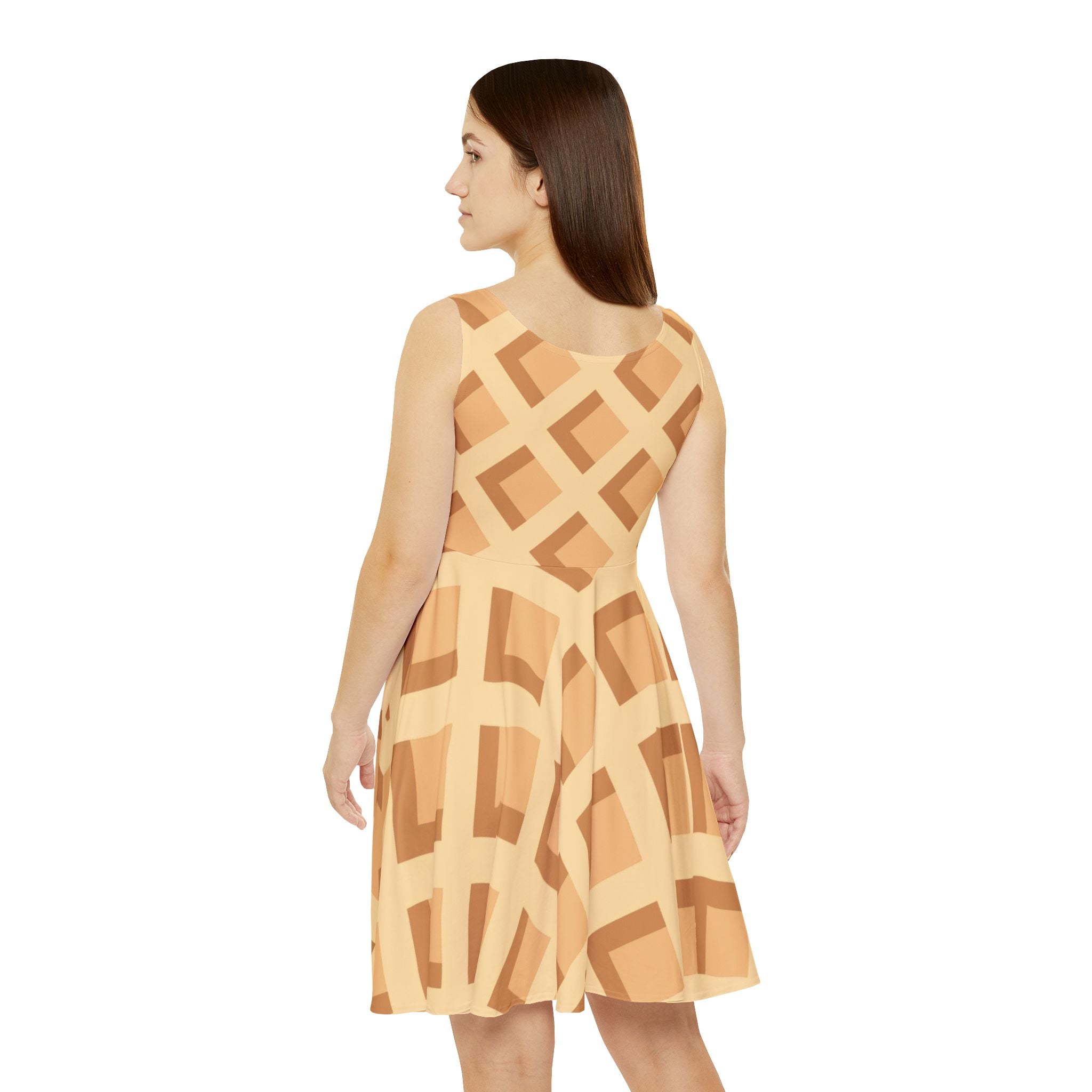 Yellow Geometric Sleeveless Skater Dress, Artsulli - Art is Long, Life is Short, All Over Prints, , , , , , , 