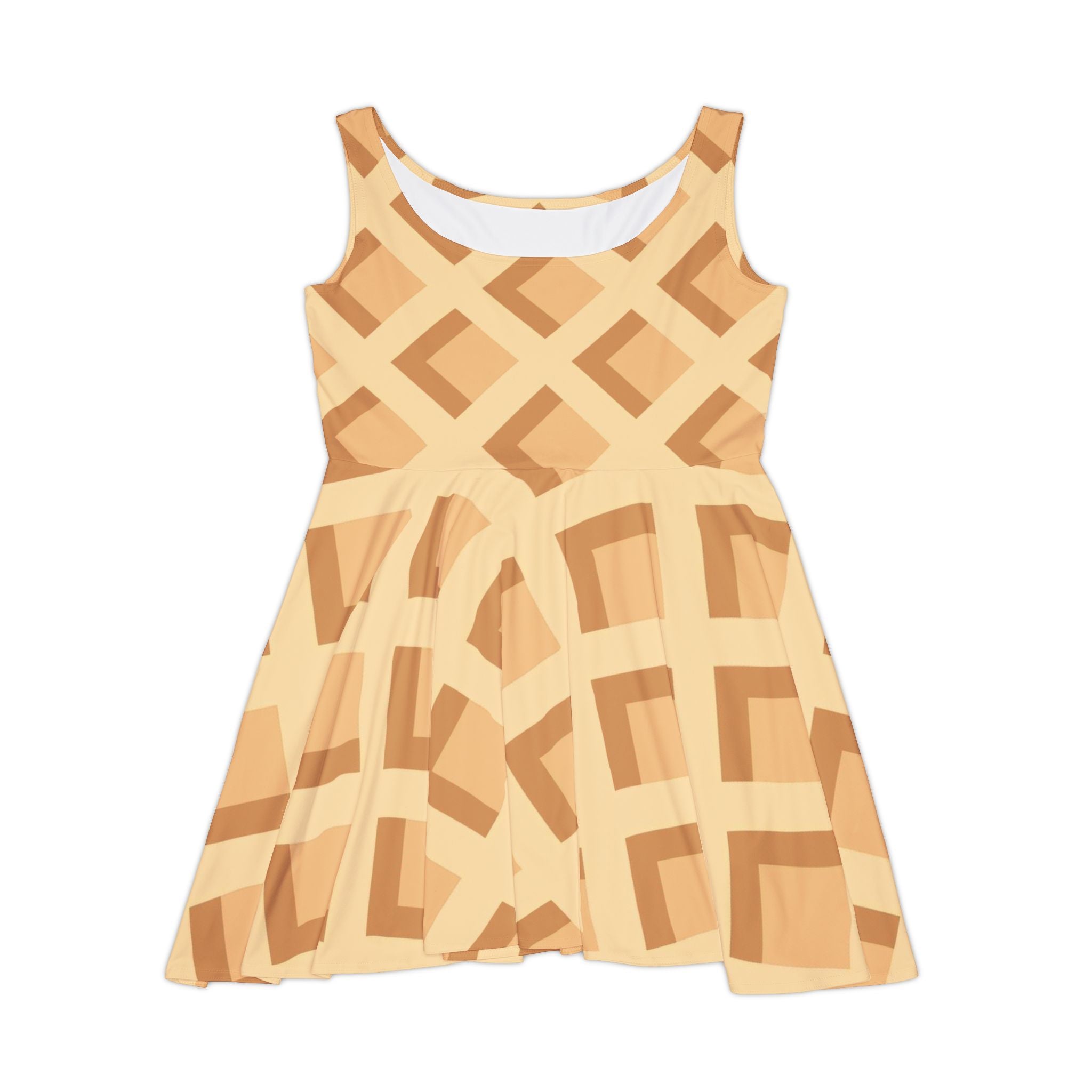 Yellow Geometric Sleeveless Skater Dress, Artsulli - Art is Long, Life is Short, All Over Prints, Size, XS, , , , , 10309305616078193542
