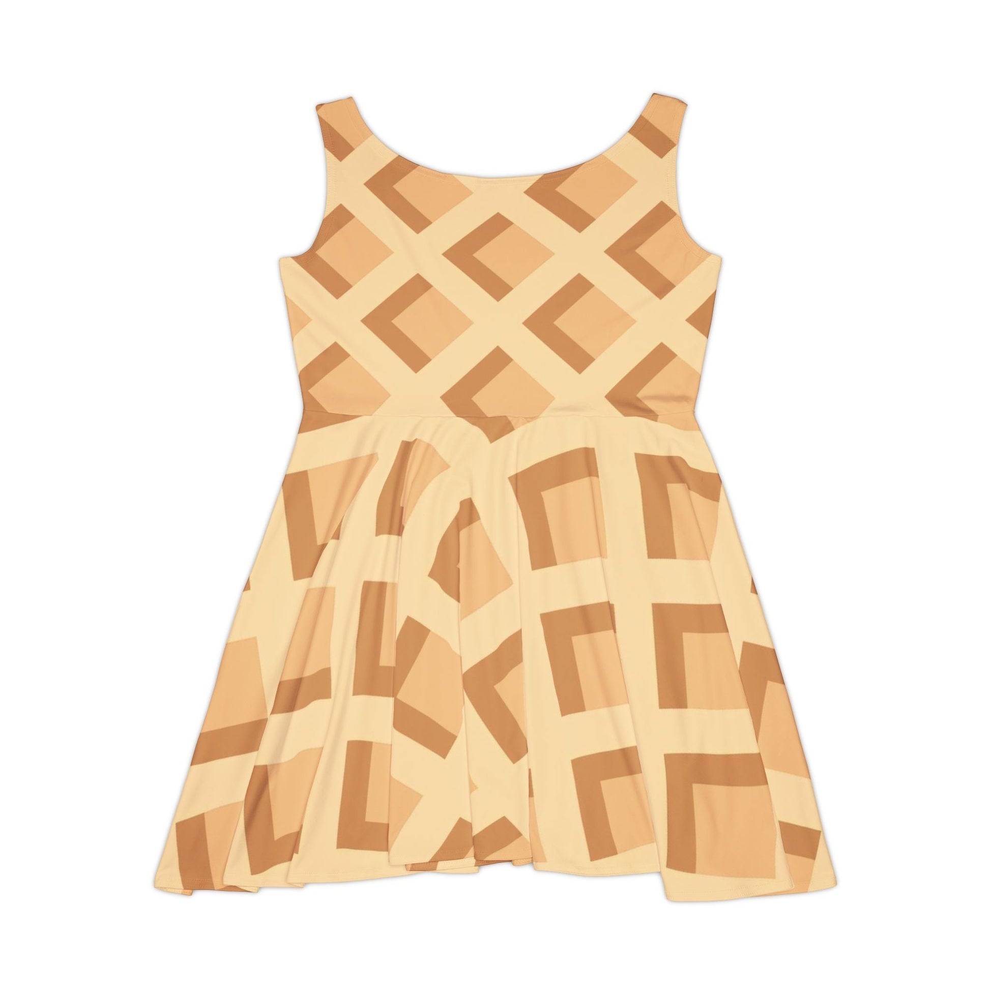 Yellow Geometric Sleeveless Skater Dress, Artsulli - Art is Long, Life is Short, All Over Prints, , , , , , , 