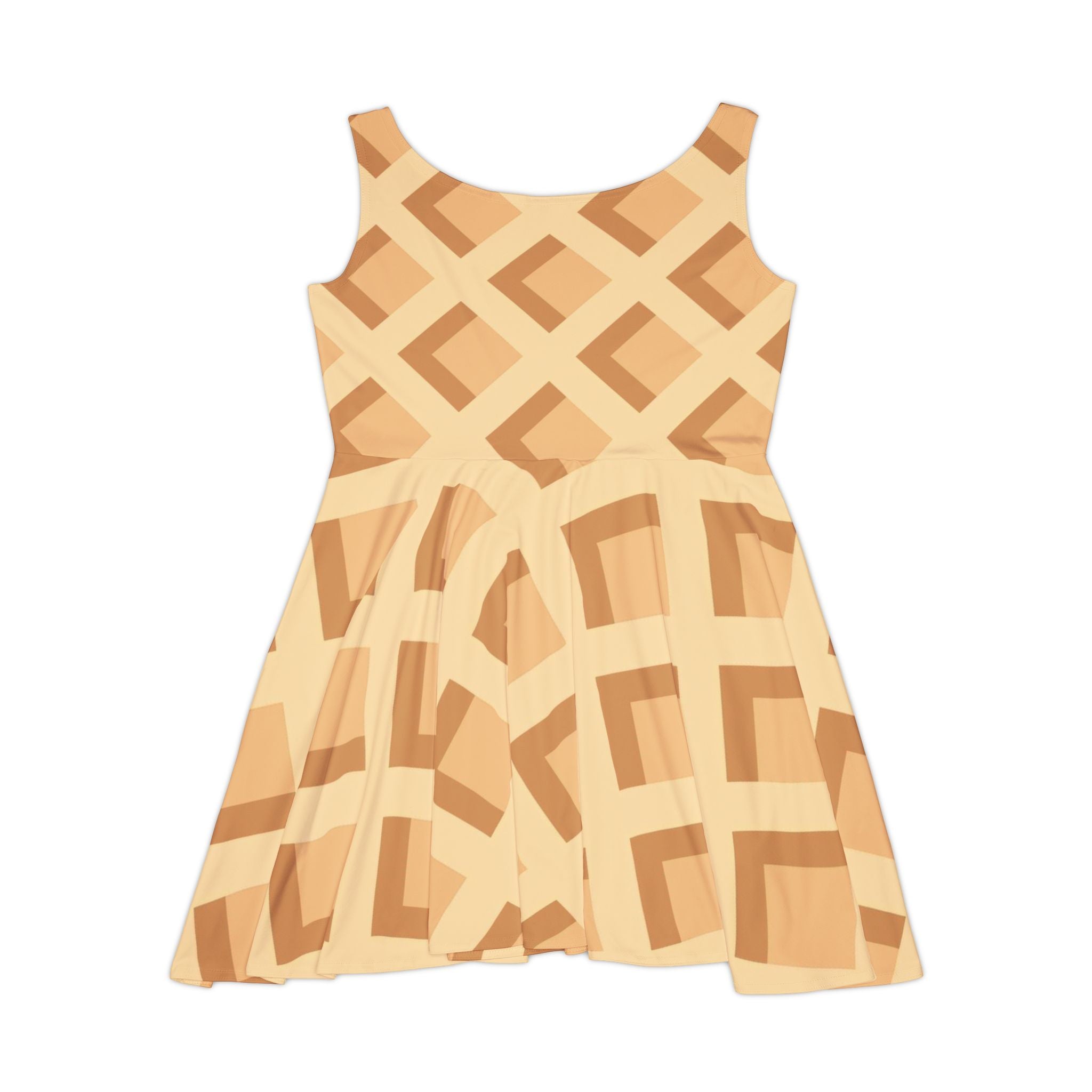 Yellow Geometric Sleeveless Skater Dress, Artsulli - Art is Long, Life is Short, All Over Prints, , , , , , , 