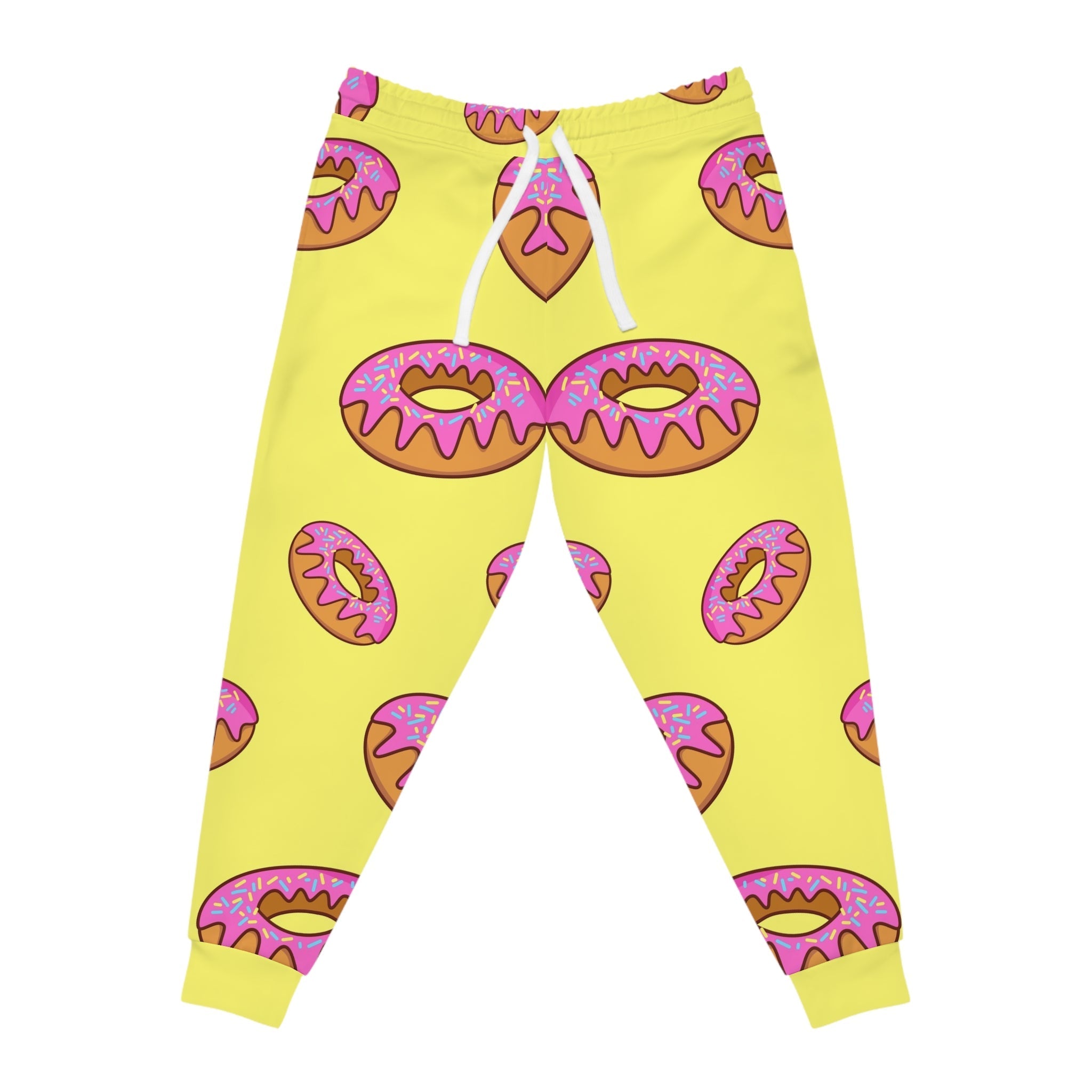Yellow Pink Donut Joggers, Artsulli - Art is Long, Life is Short, All Over Prints, Size, S, Color, Seam thread color automatically matched to design, , , 10981116744540512109