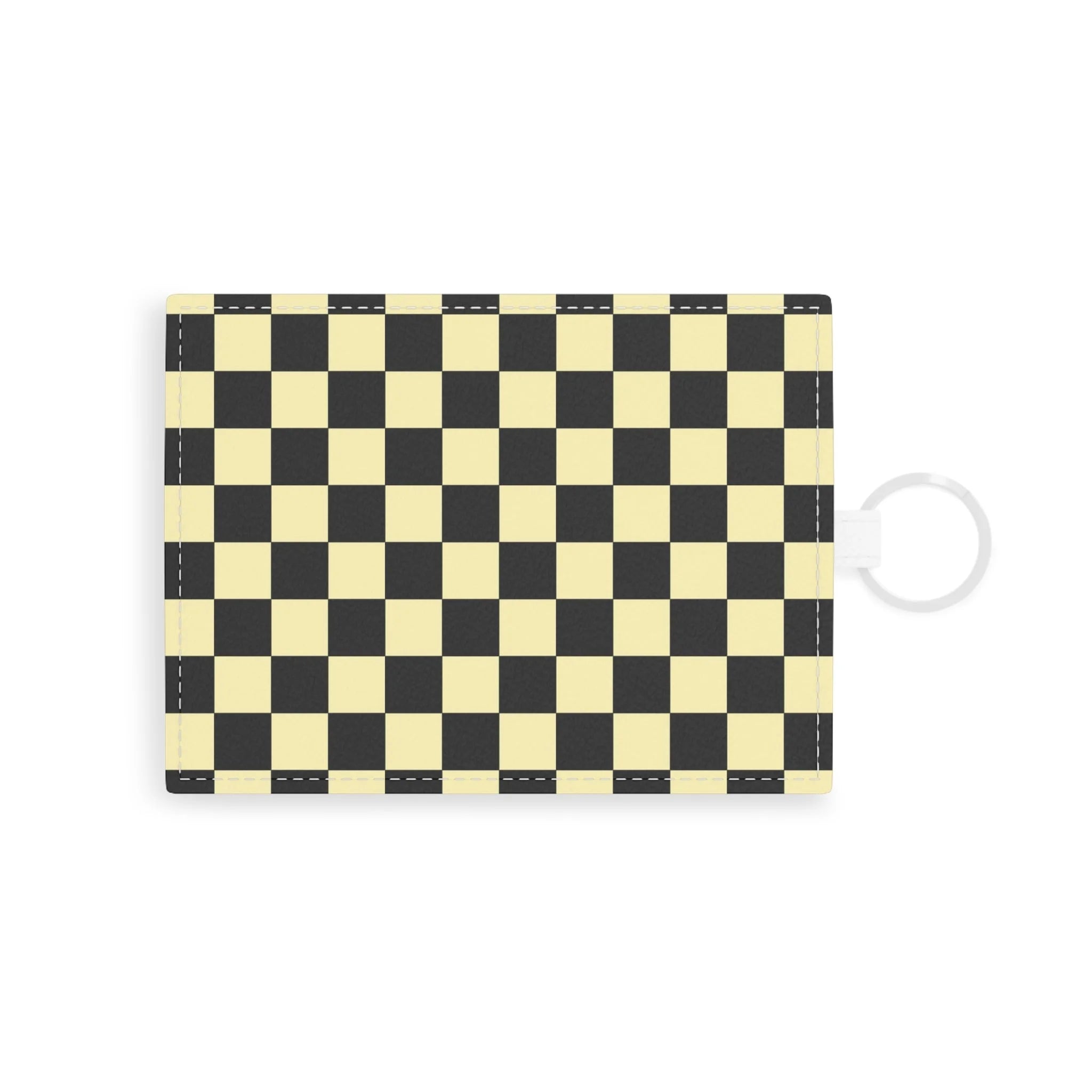 Yellow Saffiano Leather Checkerboard Card Holder, Artsulli - Art is Long, Life is Short, Accessories, Size, One size, Color, White, , , 32334704868571849379