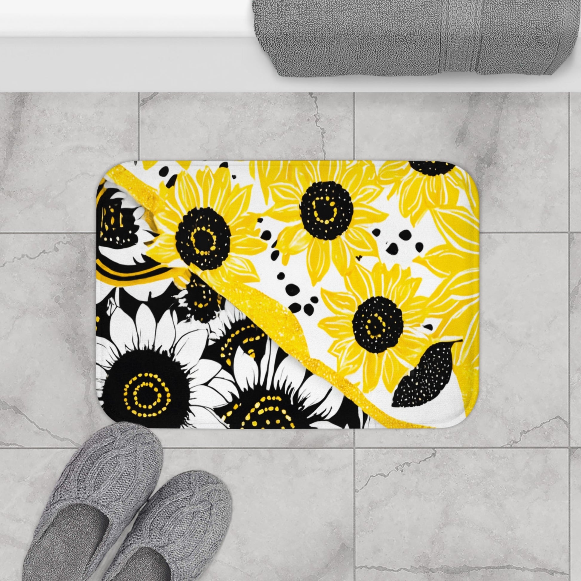Yellow Sunflower Bath Mat, Artsulli - Art is Long, Life is Short, Home Decor, , , , , , , 