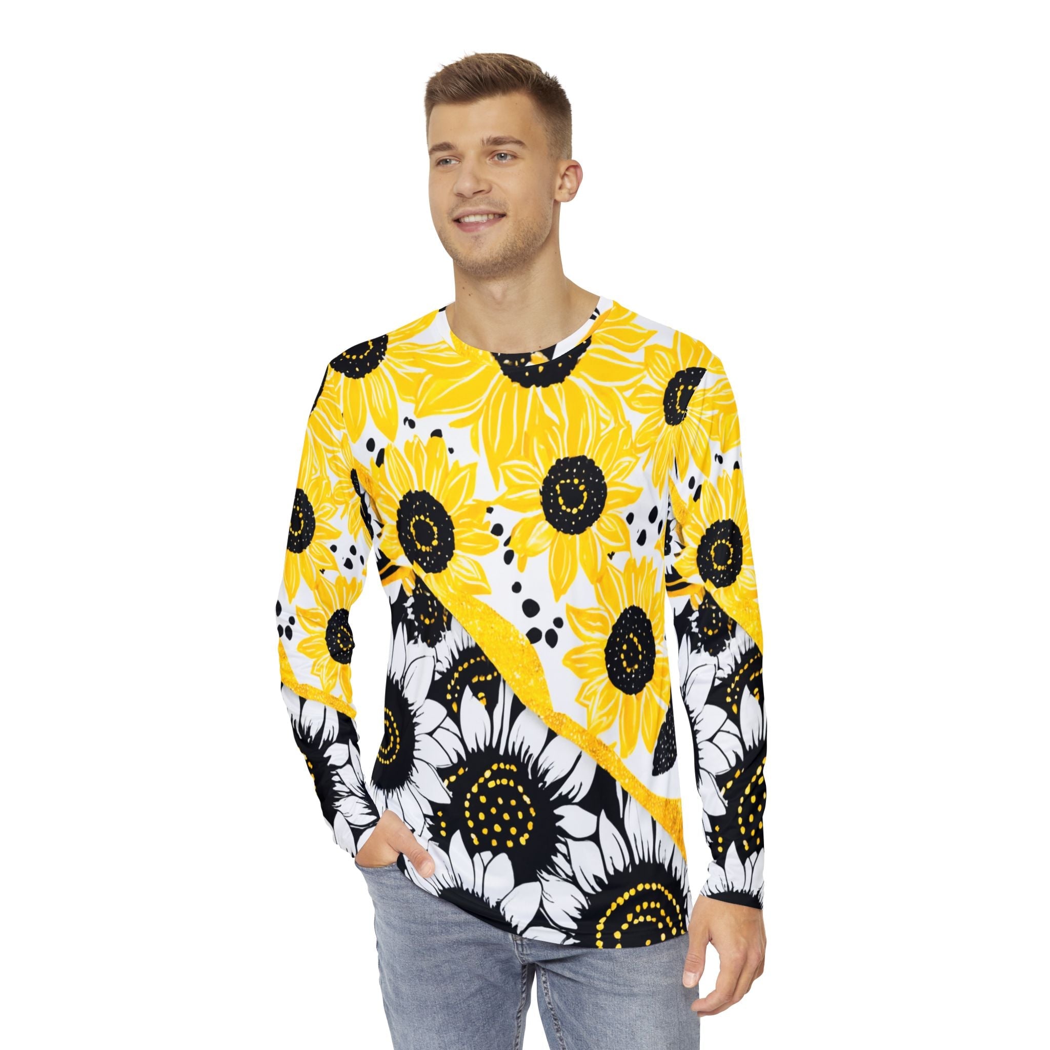 Yellow Sunflower Long Sleeve Shirt, Artsulli - Art is Long, Life is Short, All Over Prints, , , , , , , 