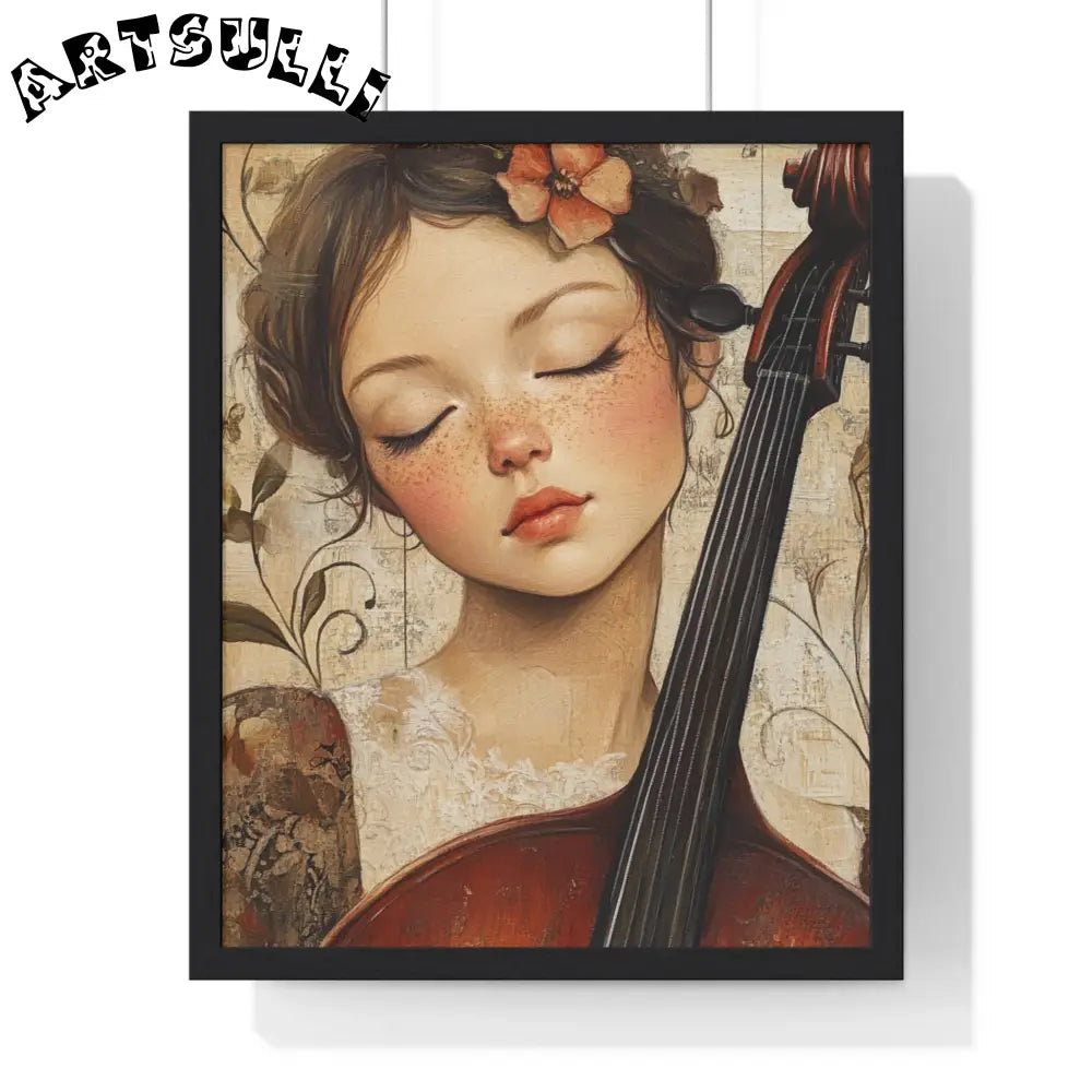 Young Cellist Framed Art Print, Artsulli - Art is Long, Life is Short, Poster, Size, 16" x 20", Color, Black, , , 30064308921426020464