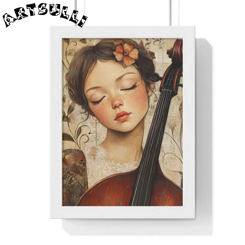 Young Cellist Framed Art Print, Artsulli - Art is Long, Life is Short, Poster, Size, 8" x 11", Color, White, , , 74810603786240495634