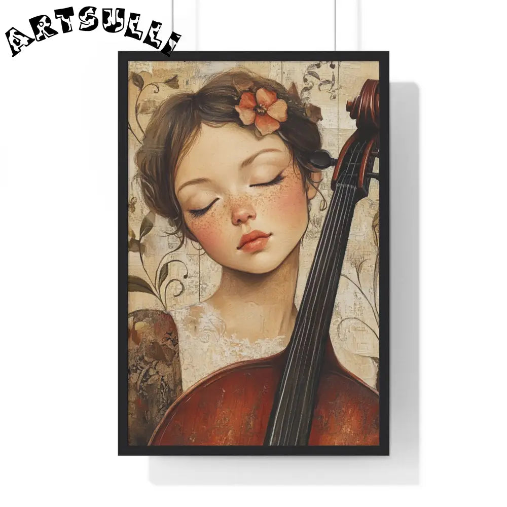 Young Cellist Framed Art Print, Artsulli - Art is Long, Life is Short, Poster, Size, 20" x 30", Color, Black, , , 11982375249562719143