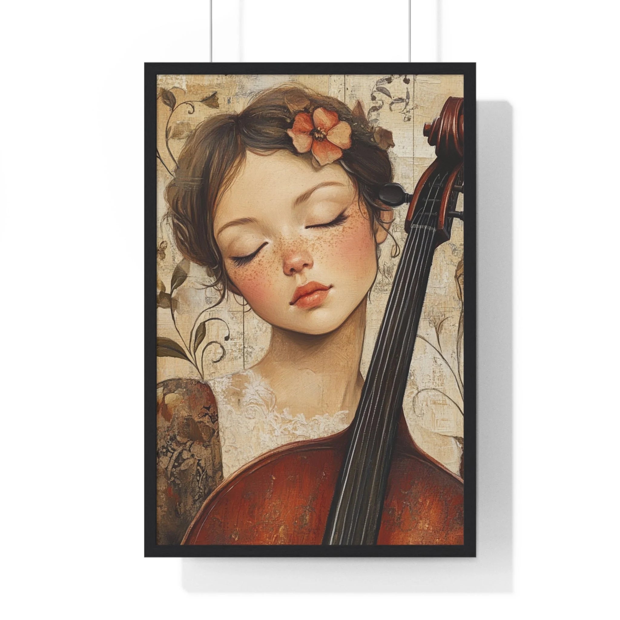 Buy The Best framed poster illustration young girl By Artsulli x Color Printify - Young Cellist Framed Art Print - 2025