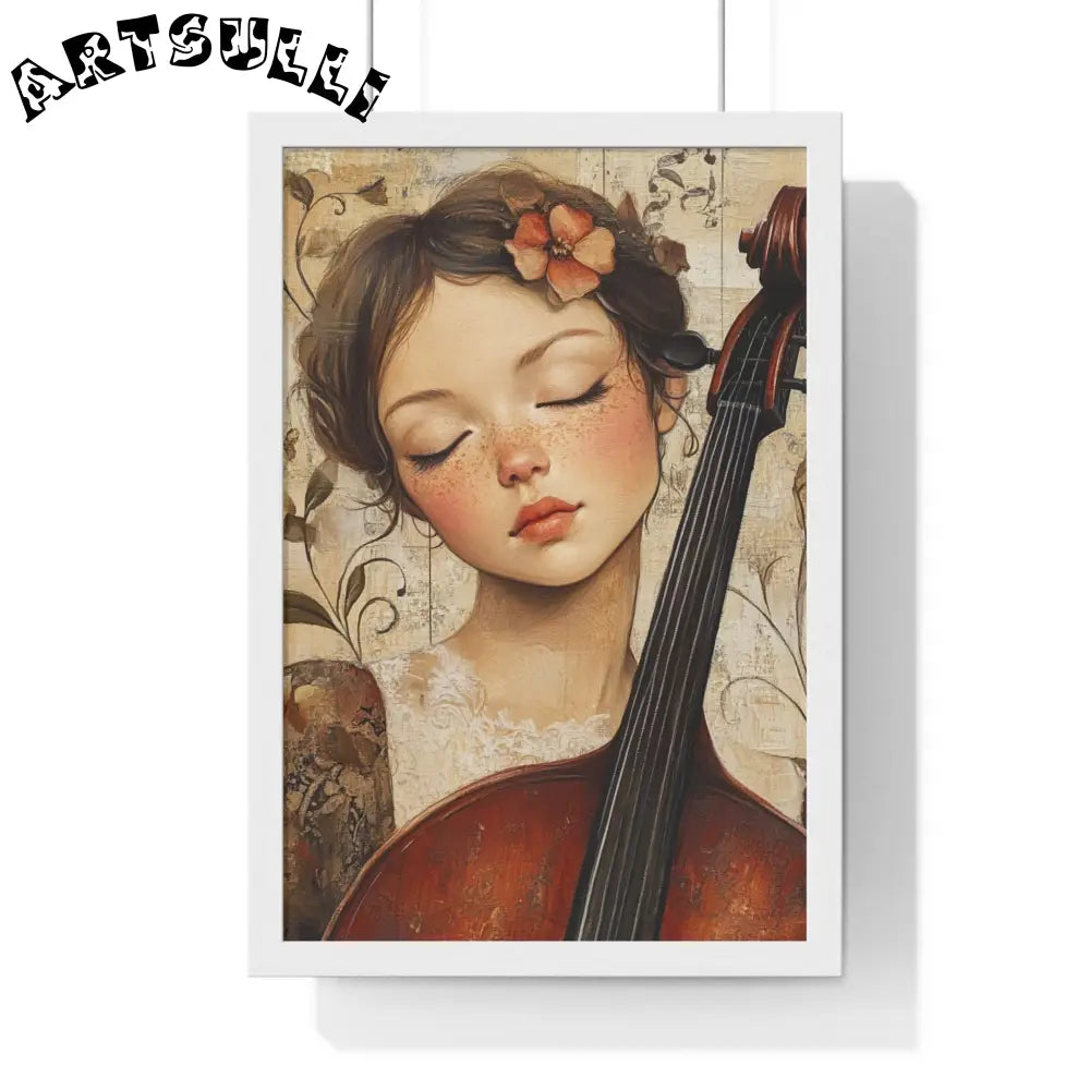 Young Cellist Framed Art Print, Artsulli - Art is Long, Life is Short, Poster, Size, 12″ x 18″, Color, White, , , 82082000000924745598