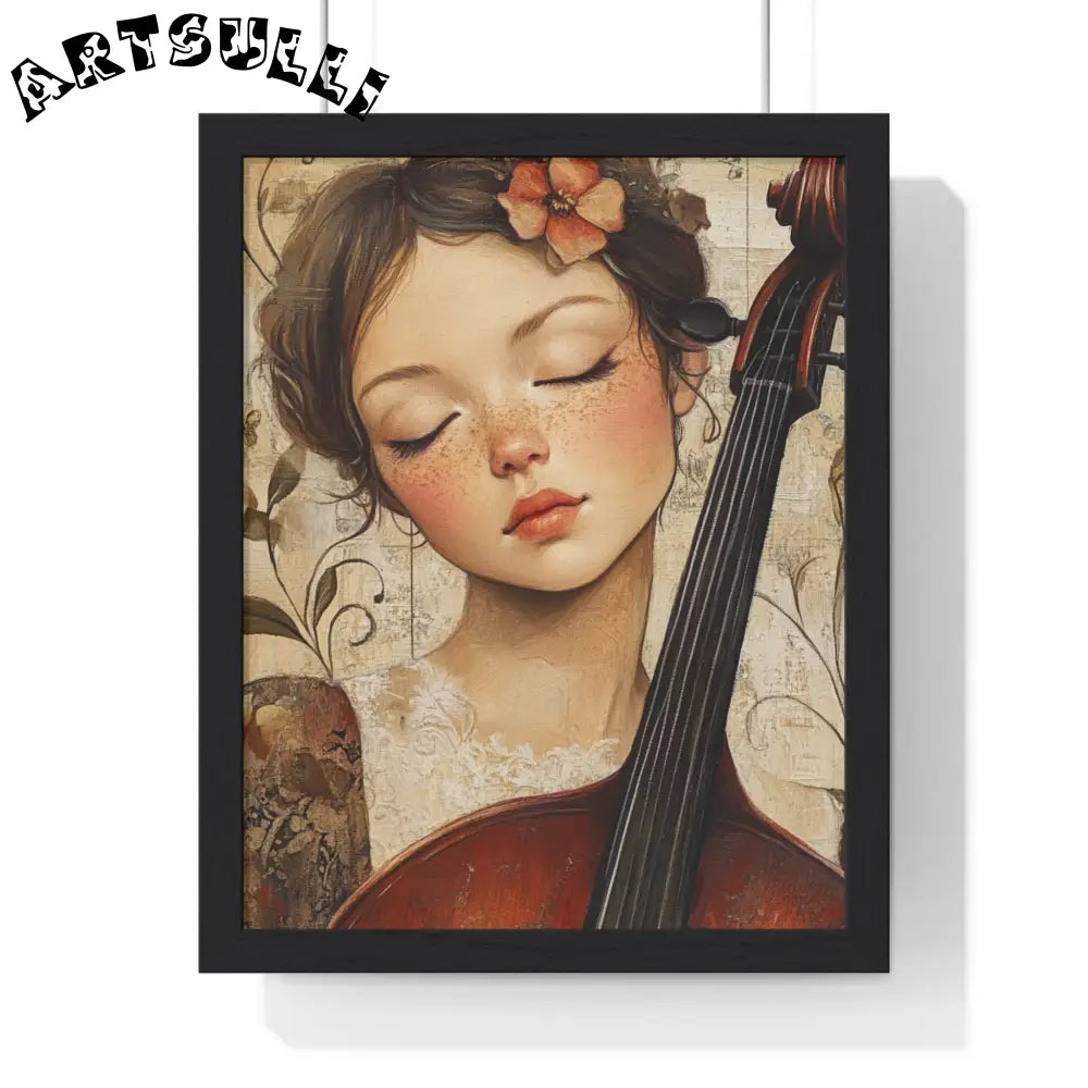 Young Cellist Framed Art Print, Artsulli - Art is Long, Life is Short, Poster, Size, 11″ x 14″, Color, Black, , , 17449050327282720264