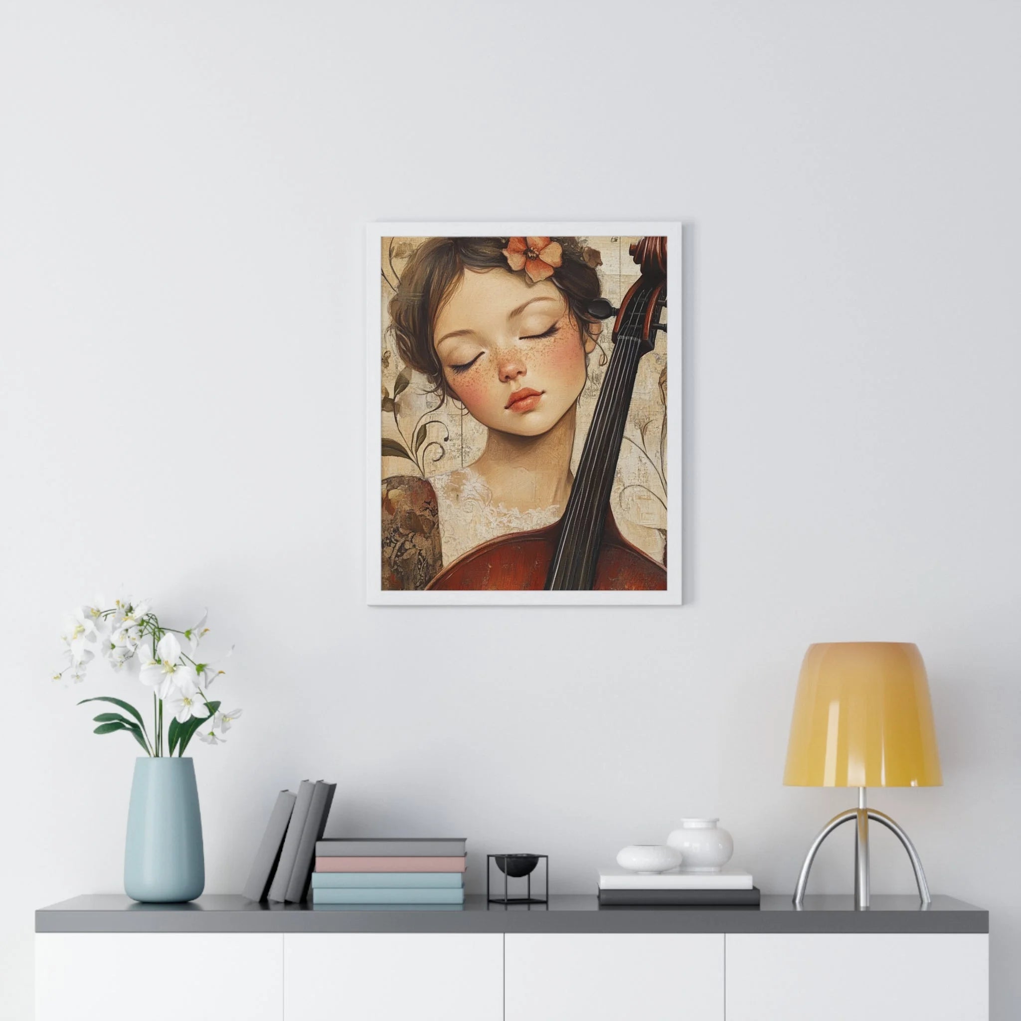 Buy The Best 24x36 inch framed canvas print By Artsulli x Color Printify - Young Cellist Framed Art Print - 2025