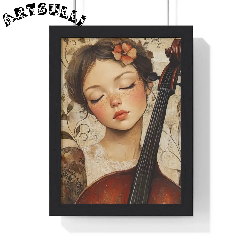 Young Cellist Framed Art Print, Artsulli - Art is Long, Life is Short, Poster, Size, 8" x 11", Color, Black, , , 16575508312402167954
