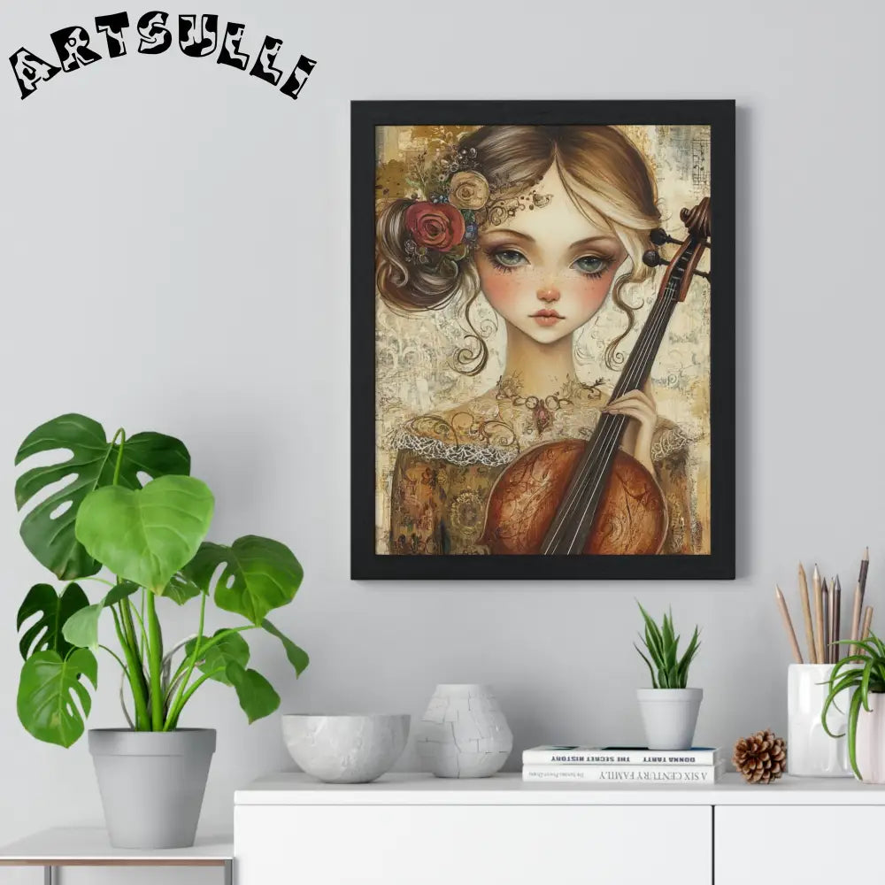 Young Girl with Violin Framed Art Print, Artsulli - Art is Long, Life is Short, Poster, , , , , , , 