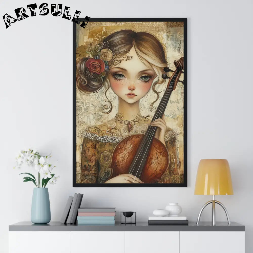 Young Girl with Violin Framed Art Print, Artsulli - Art is Long, Life is Short, Poster, , , , , , , 