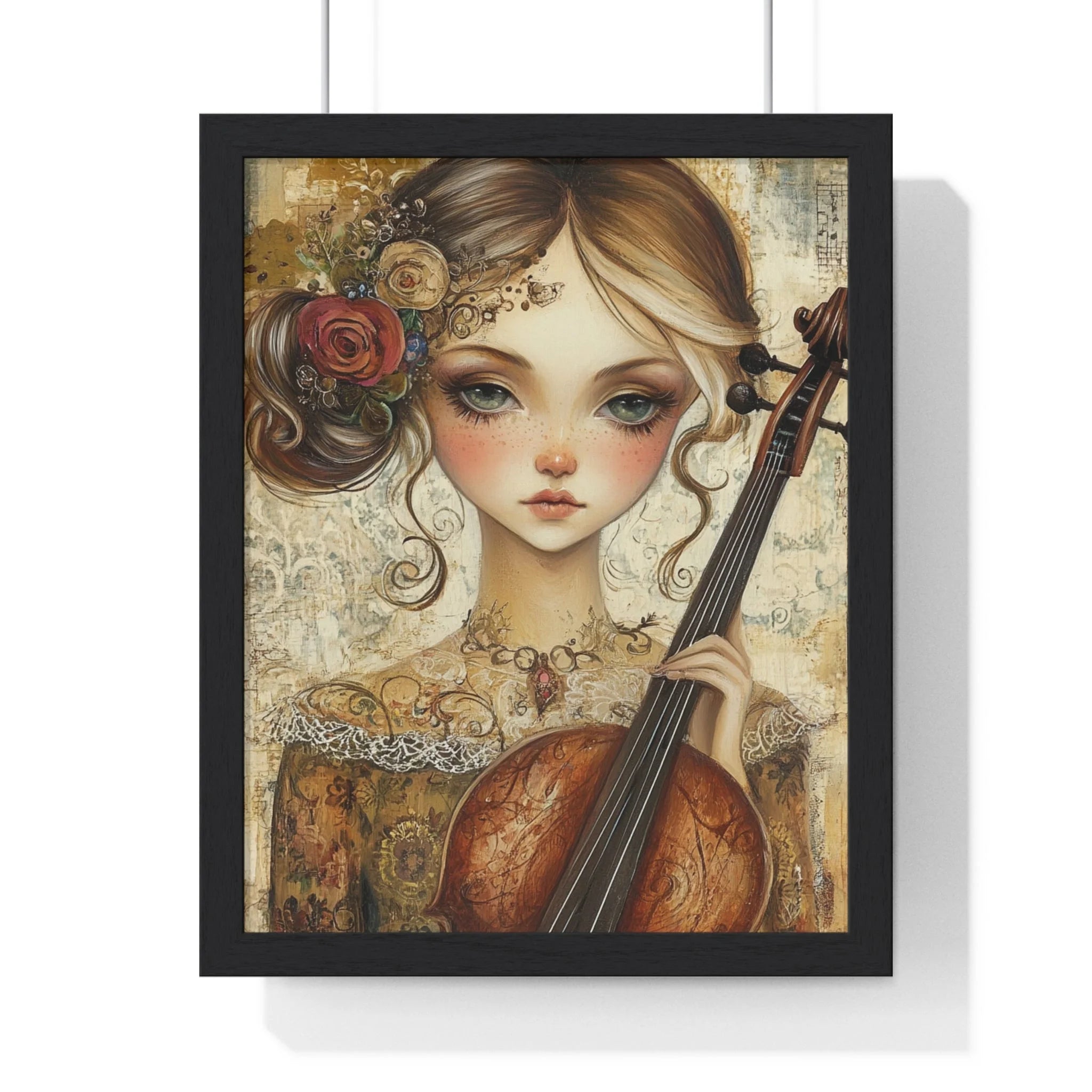 Buy The Best framed art print young girl By Artsulli x Color Printify - Young Girl with Violin Framed Art Print - 2025
