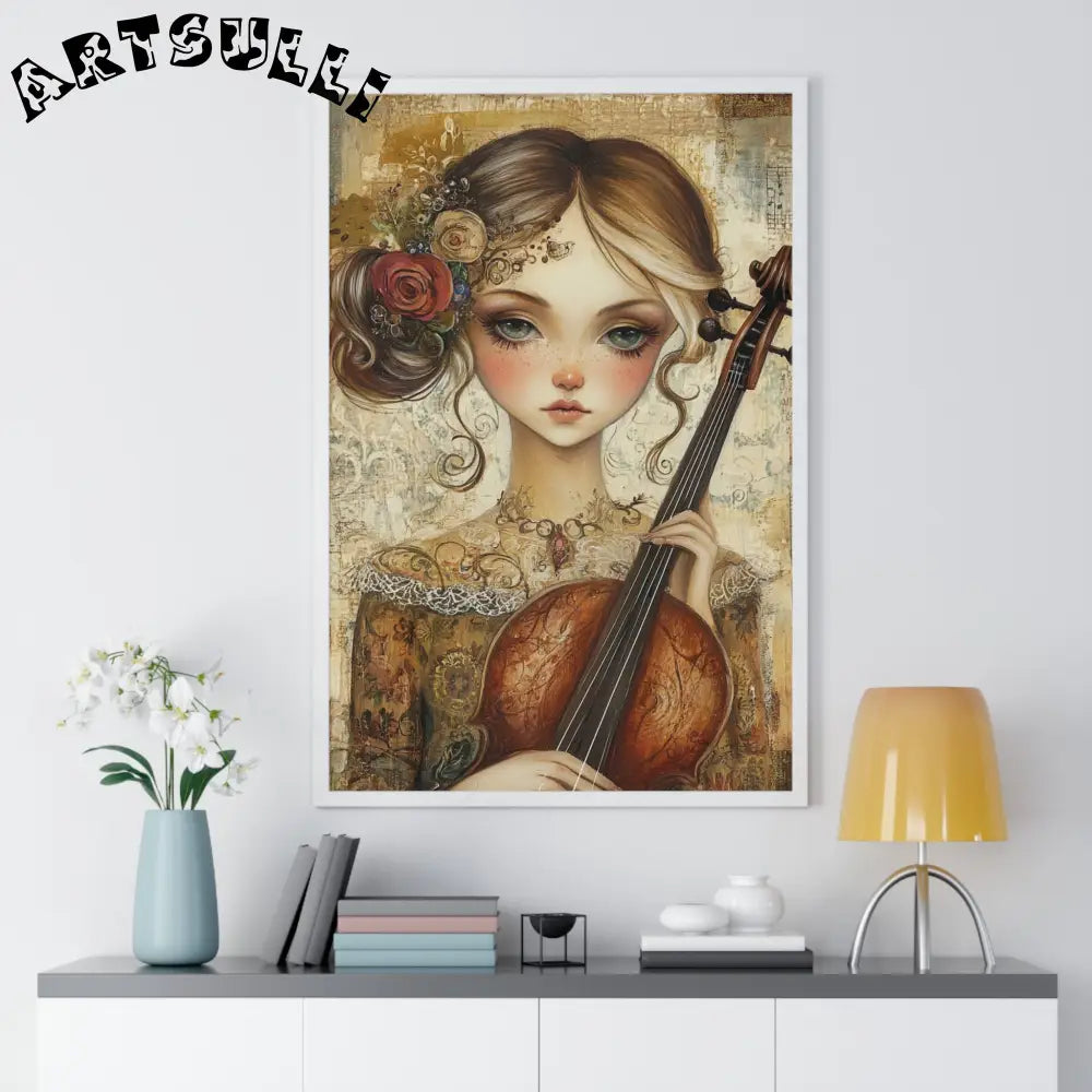 Young Girl with Violin Framed Art Print, Artsulli - Art is Long, Life is Short, Poster, , , , , , , 