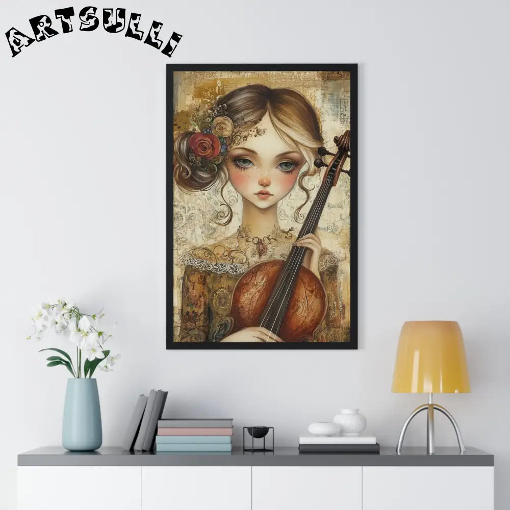 Young Girl with Violin Framed Art Print, Artsulli - Art is Long, Life is Short, Poster, , , , , , , 