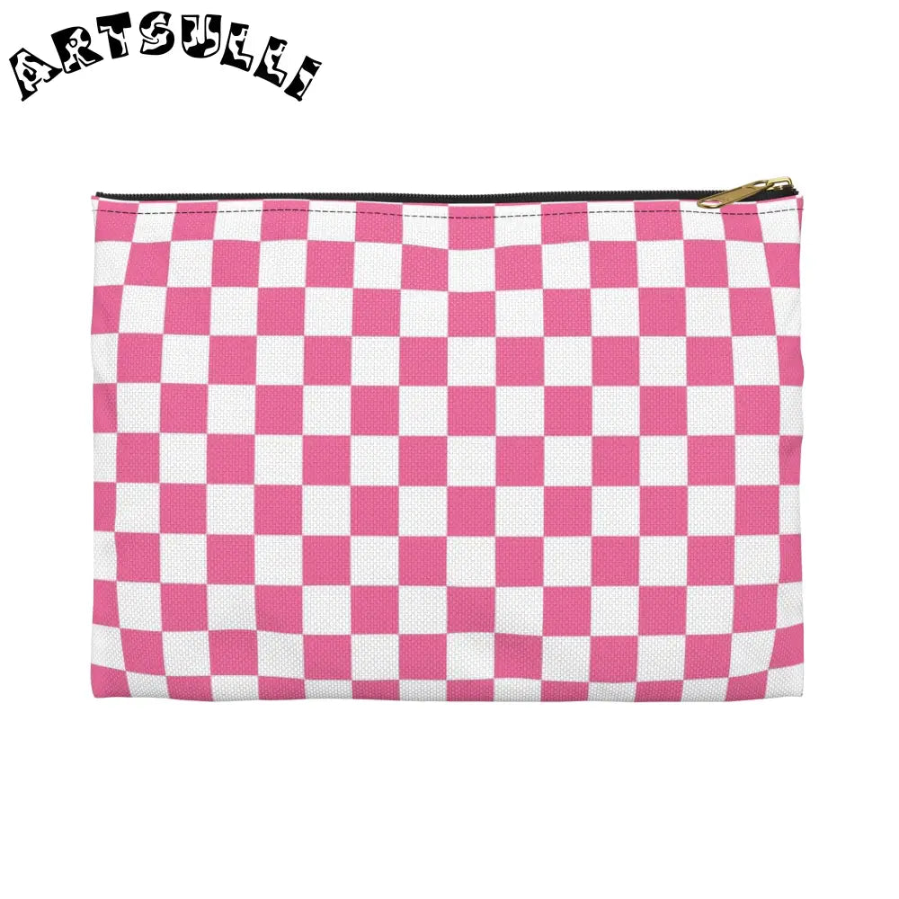 JAKKOUTTHEBXX Pink and White Checkered Flat Pouch 2025