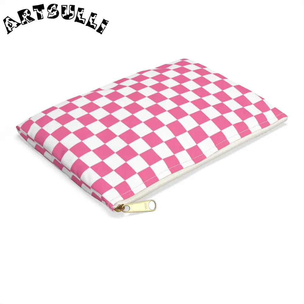 JAKKOUTTHEBXX Pink and White Checkered Flat Pouch 2025