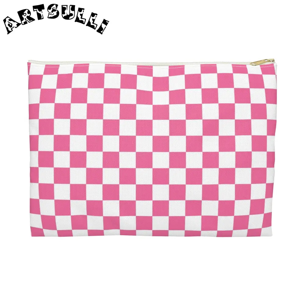 JAKKOUTTHEBXX Pink and White Checkered Flat Pouch 2025