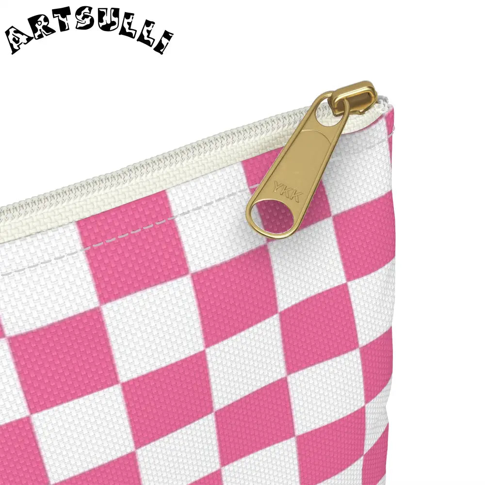 JAKKOUTTHEBXX Pink and White Checkered Flat Pouch 2025