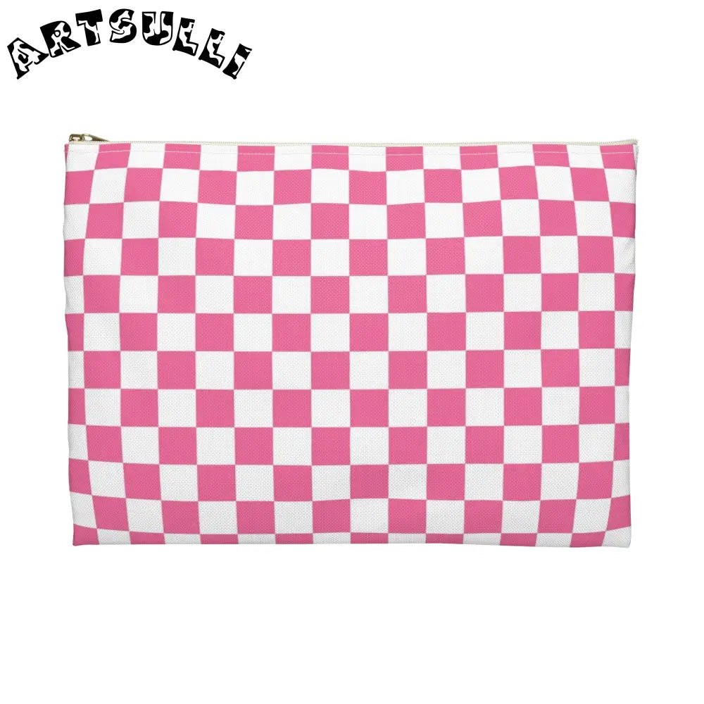 JAKKOUTTHEBXX Pink and White Checkered Flat Pouch 2025