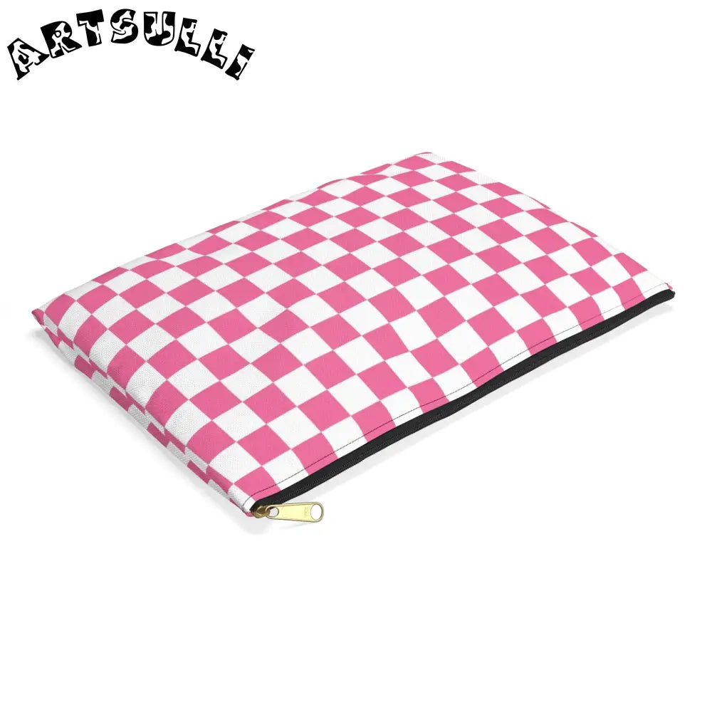 JAKKOUTTHEBXX Pink and White Checkered Flat Pouch 2025