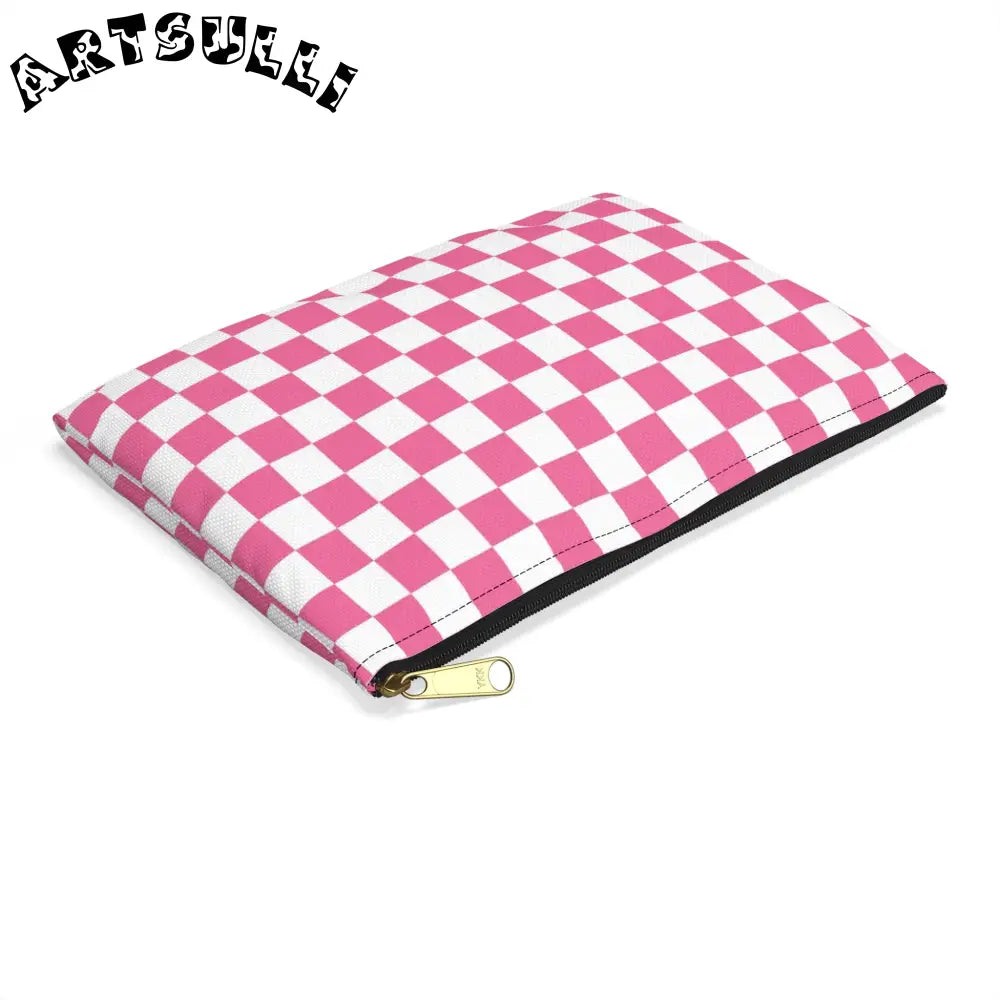 JAKKOUTTHEBXX Pink and White Checkered Flat Pouch 2025