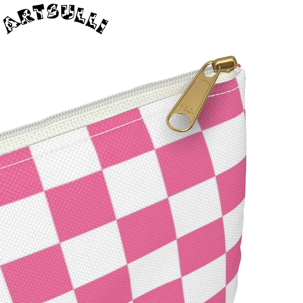 JAKKOUTTHEBXX Pink and White Checkered Flat Pouch 2025