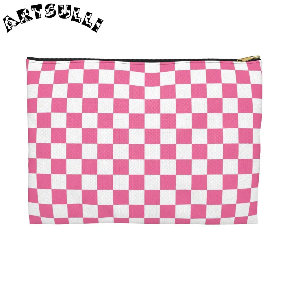 JAKKOUTTHEBXX Pink and White Checkered Flat Pouch 2025