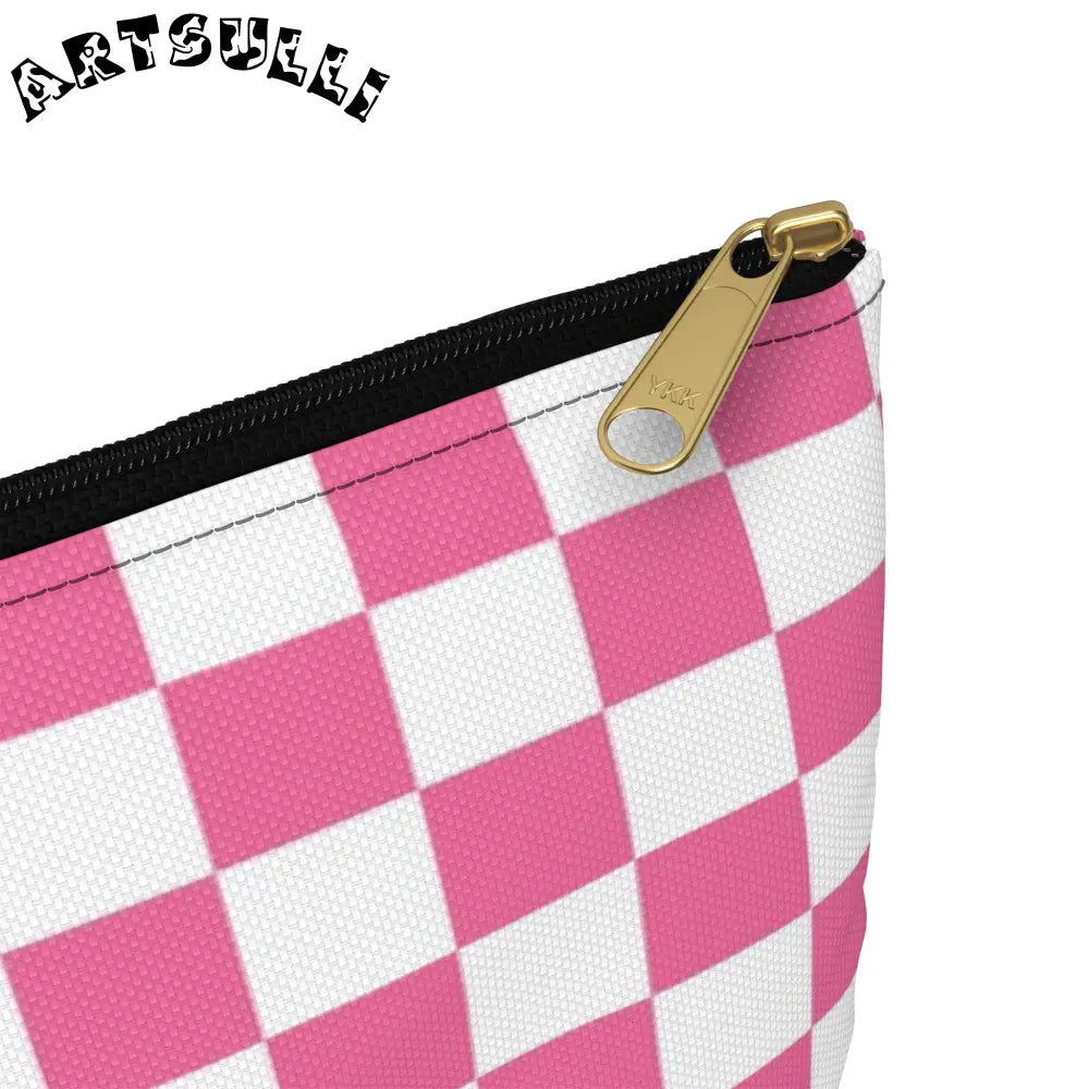 JAKKOUTTHEBXX Pink and White Checkered Flat Pouch 2025
