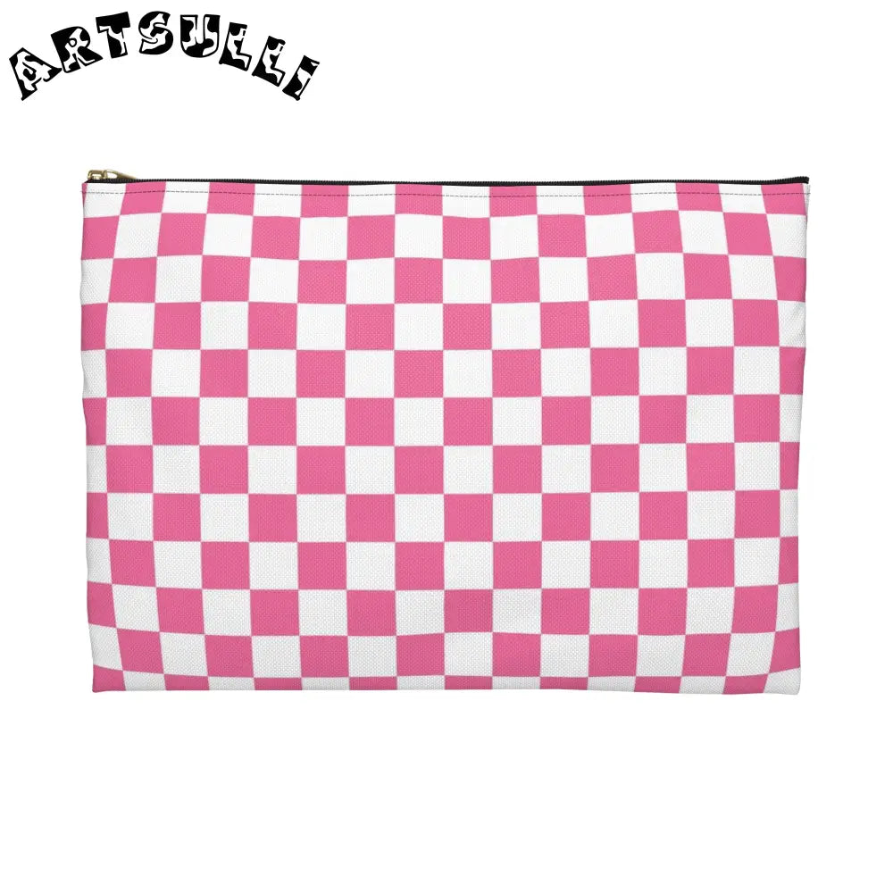 JAKKOUTTHEBXX Pink and White Checkered Flat Pouch 2025