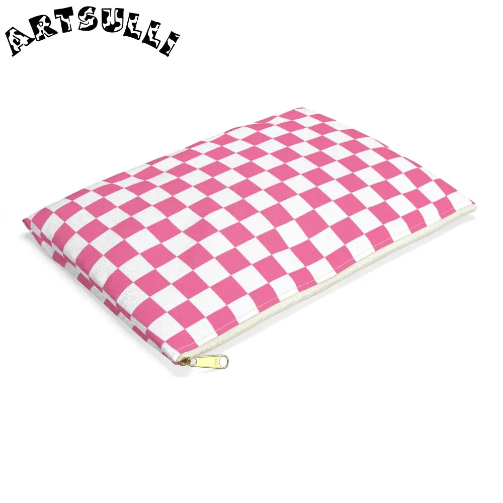 JAKKOUTTHEBXX Pink and White Checkered Flat Pouch 2025