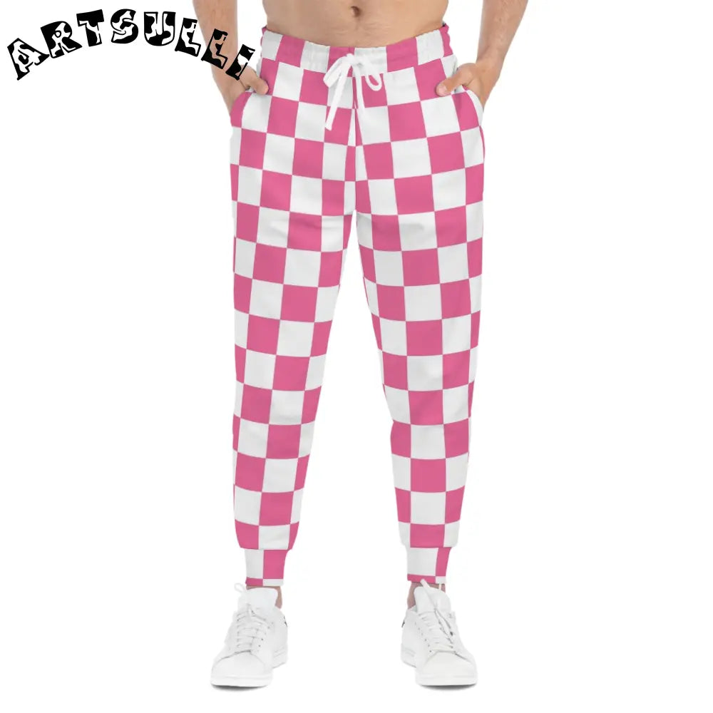 JAKKOUTTHEBXX Pink and White Checkered Sweatpants 2025