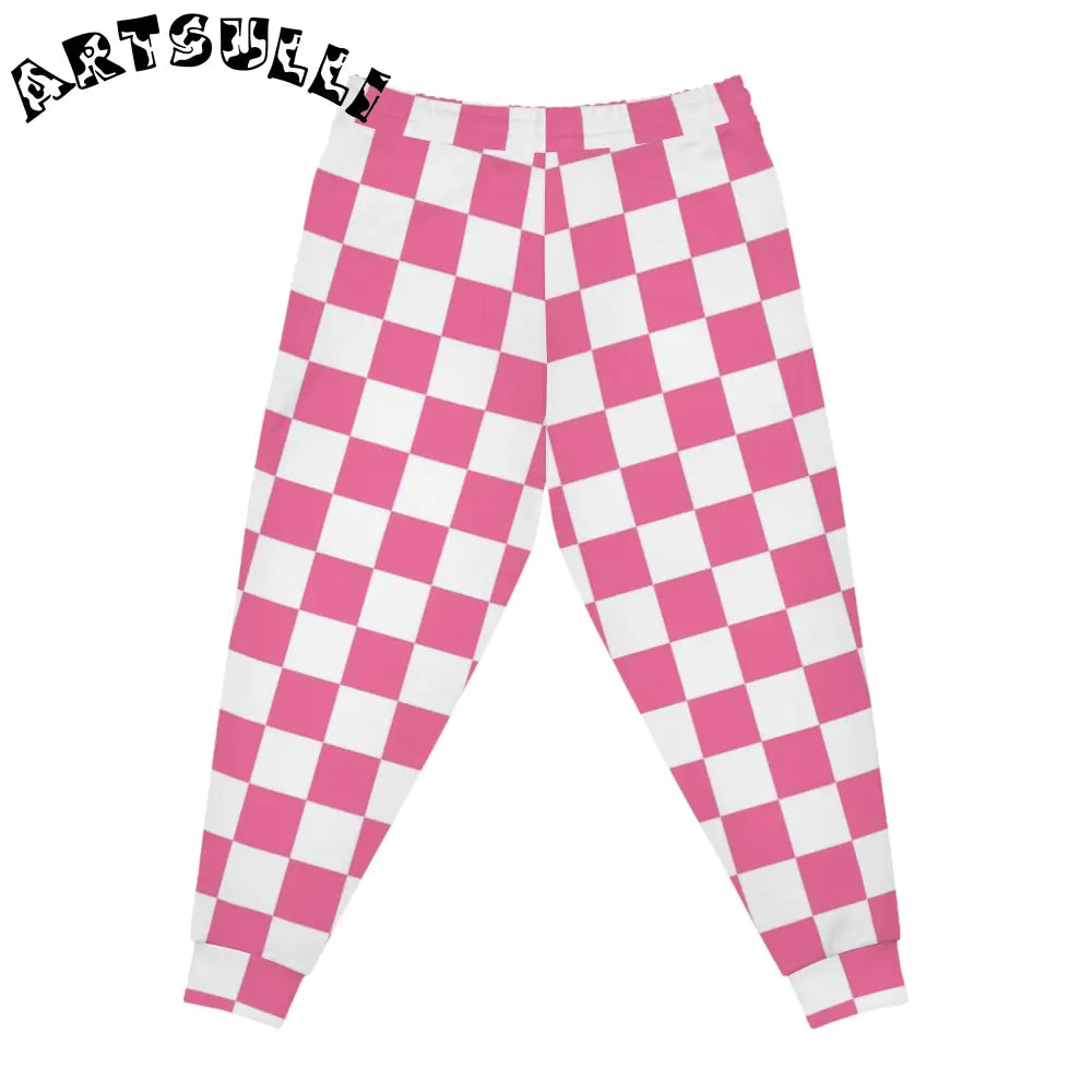 JAKKOUTTHEBXX Pink and White Checkered Sweatpants 2025